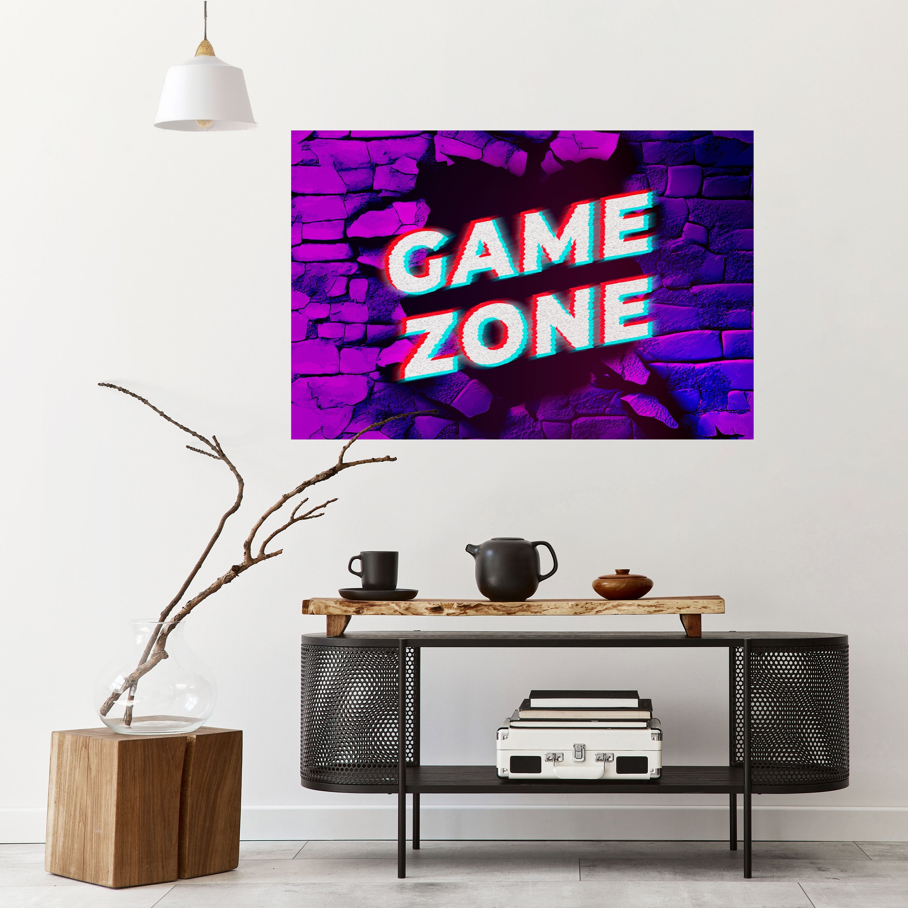 LUMINOUS GAME ZONE Peel and Stick Horizontal Poster