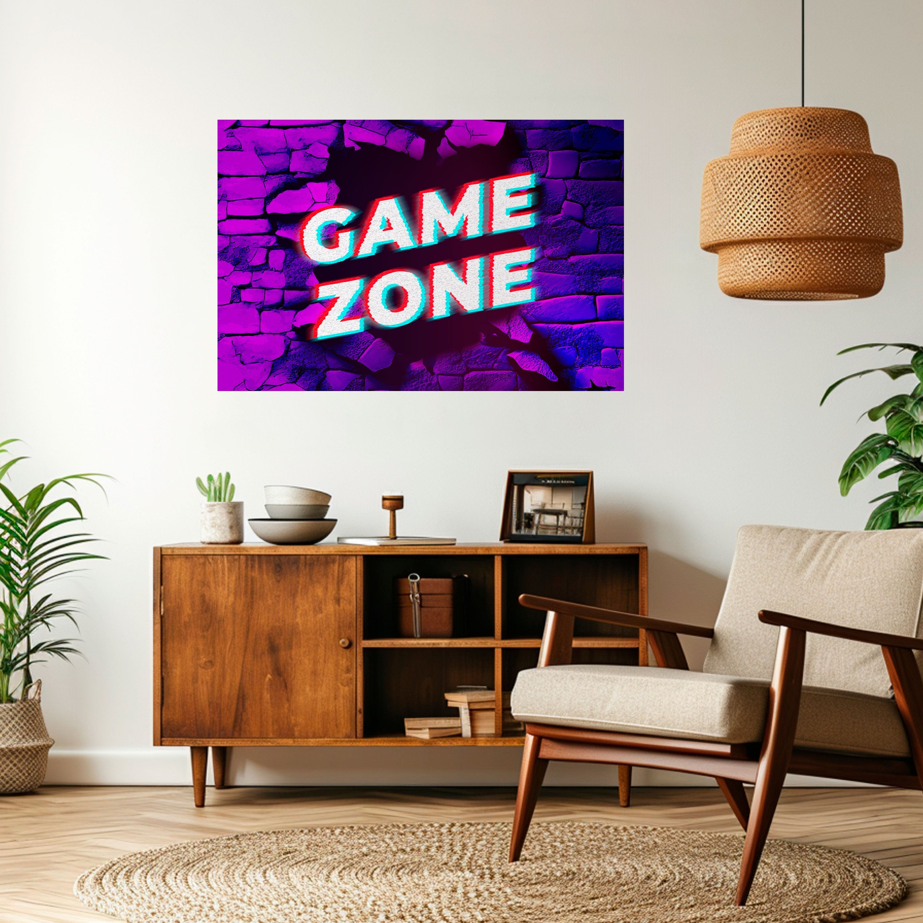 LUMINOUS GAME ZONE Peel and Stick Horizontal Poster
