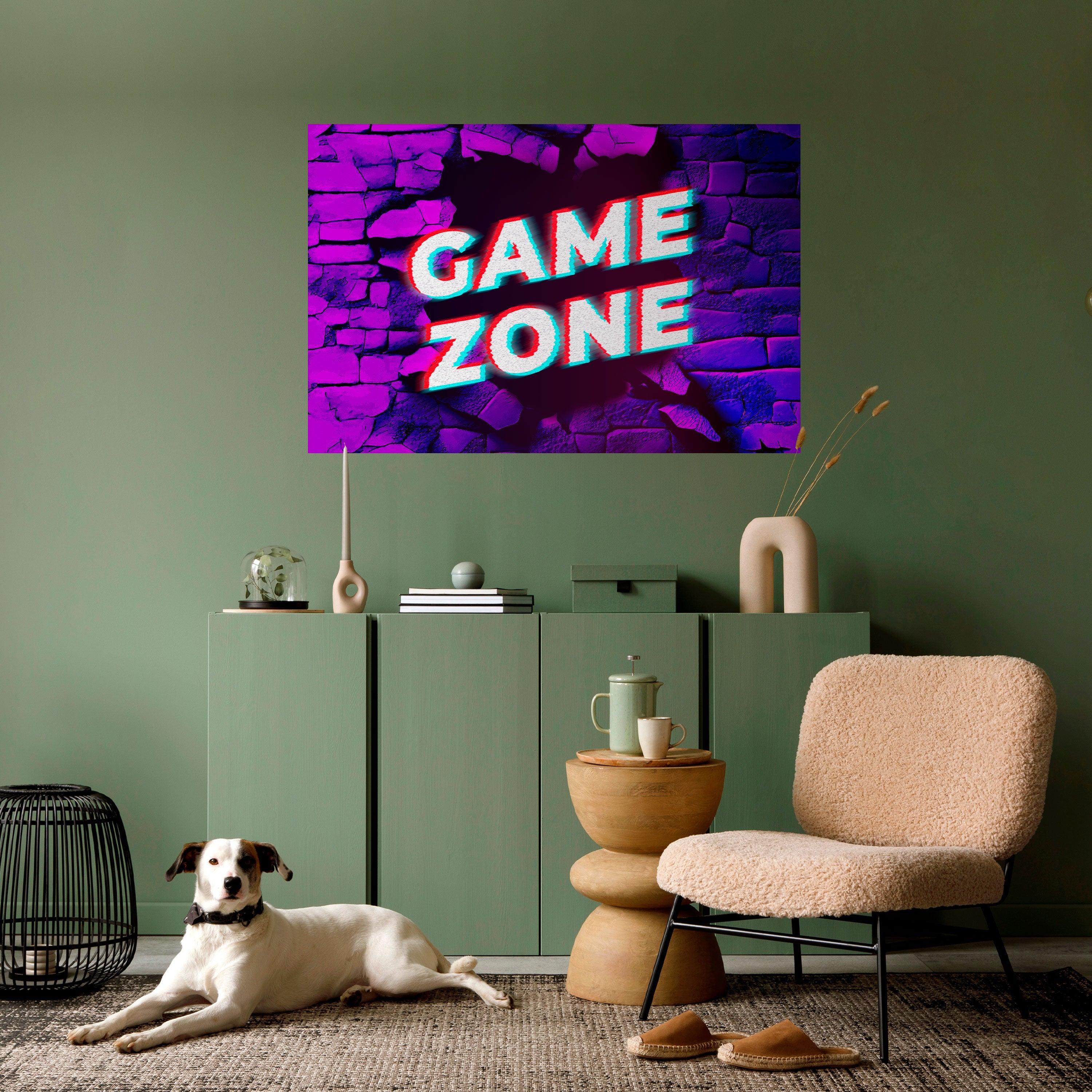 LUMINOUS GAME ZONE Peel and Stick Horizontal Poster