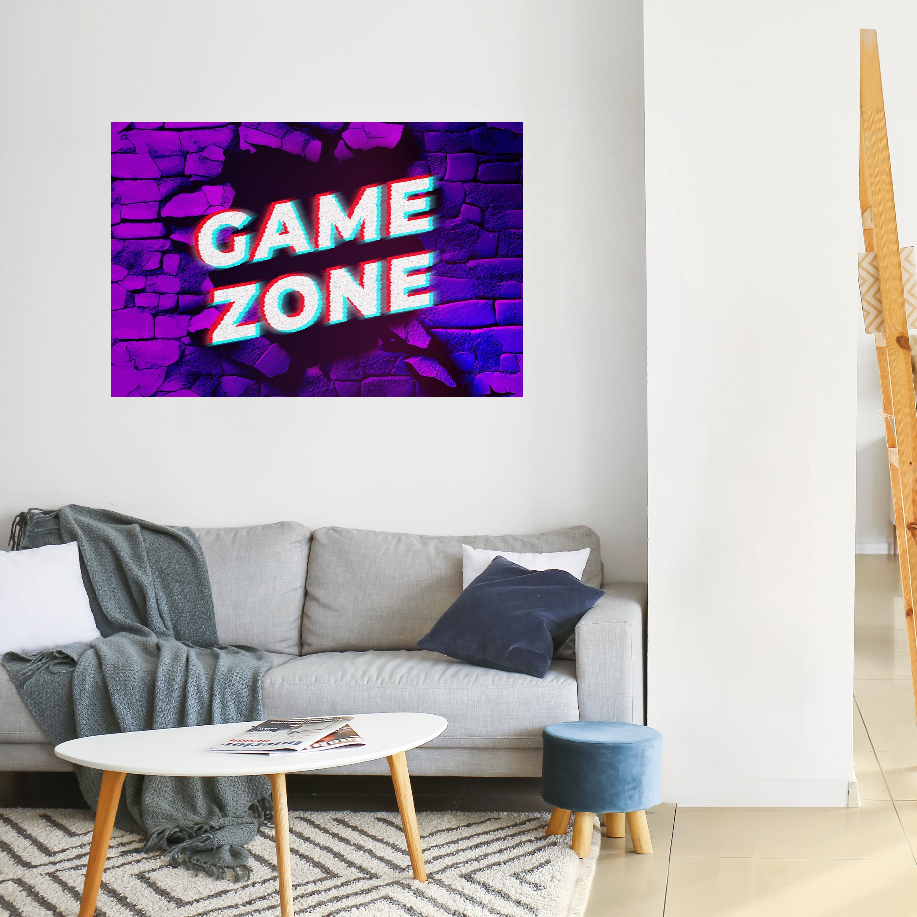 LUMINOUS GAME ZONE Peel and Stick Horizontal Poster