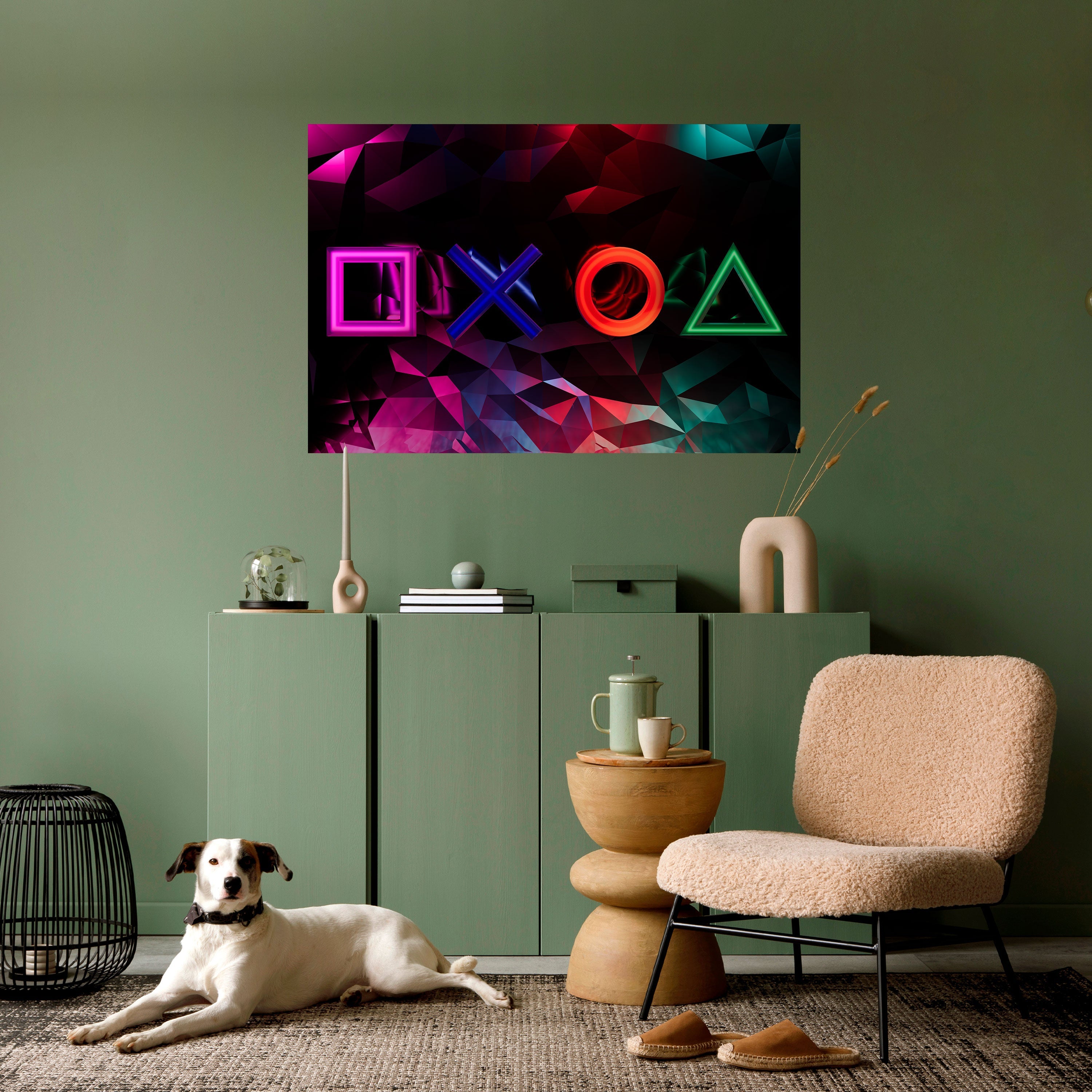 GEOMETRIC GAMER ICONS Peel and Stick Horizontal Poster