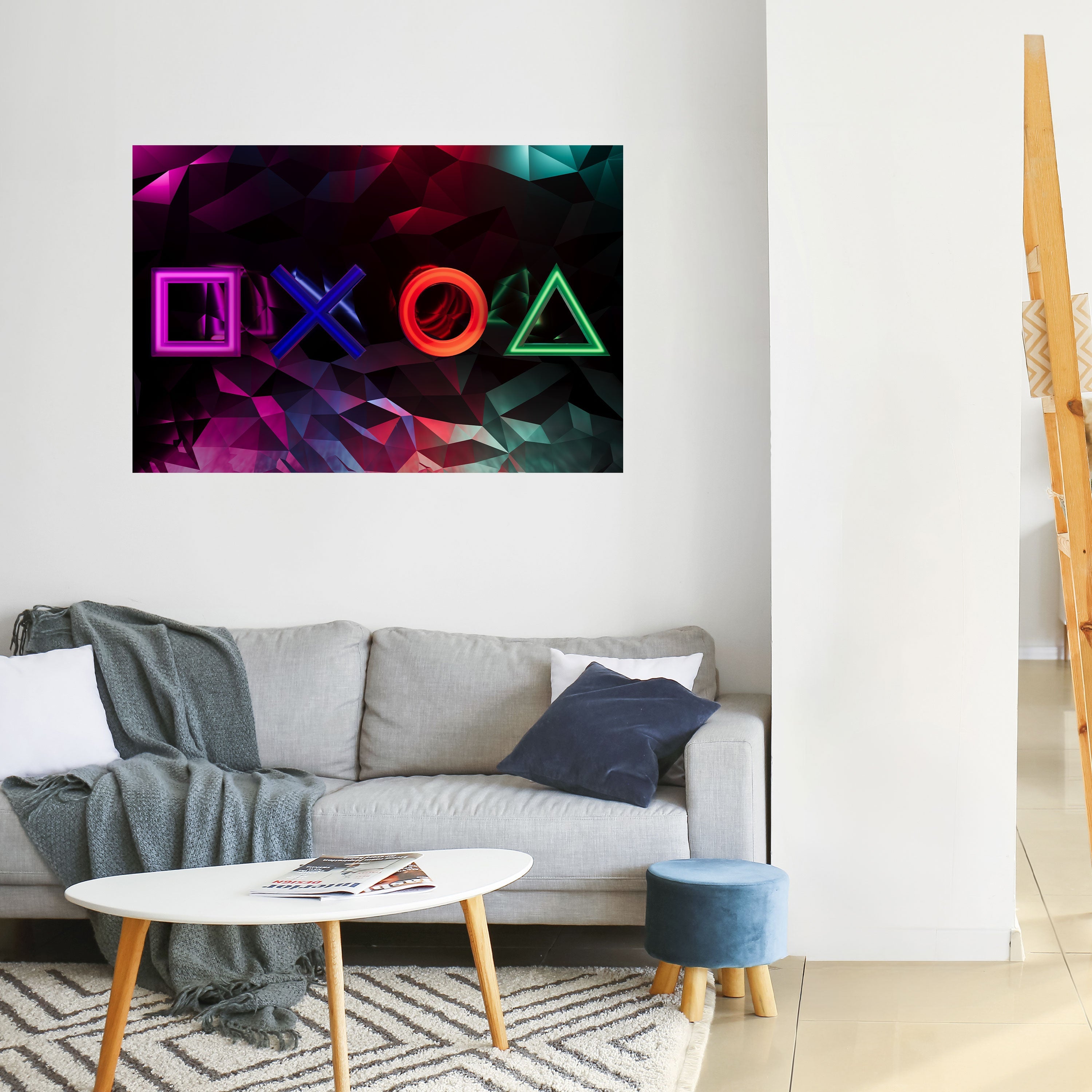 GEOMETRIC GAMER ICONS Peel and Stick Horizontal Poster