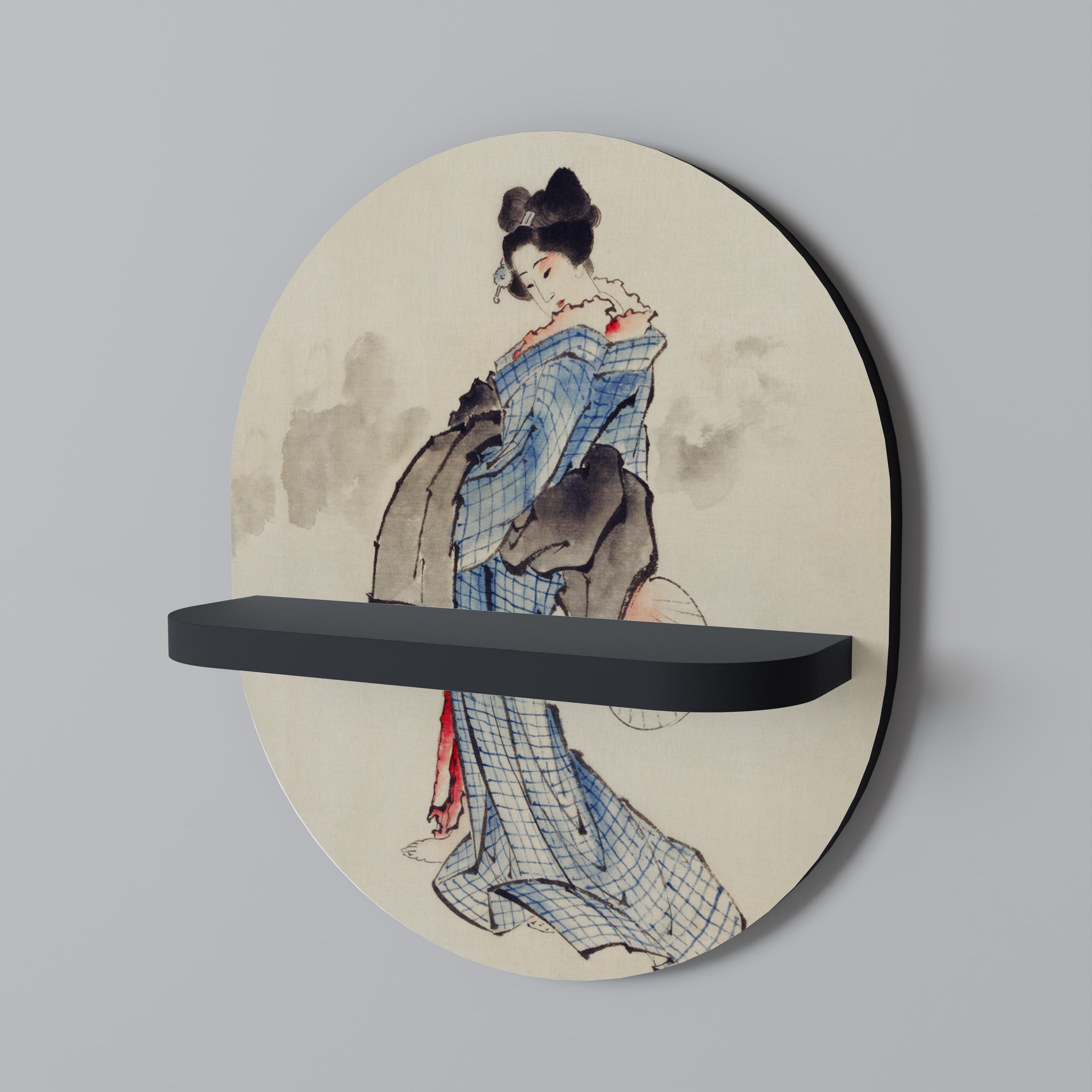 GEISHA FANTASY Ovales Kunstregal in Schwarz