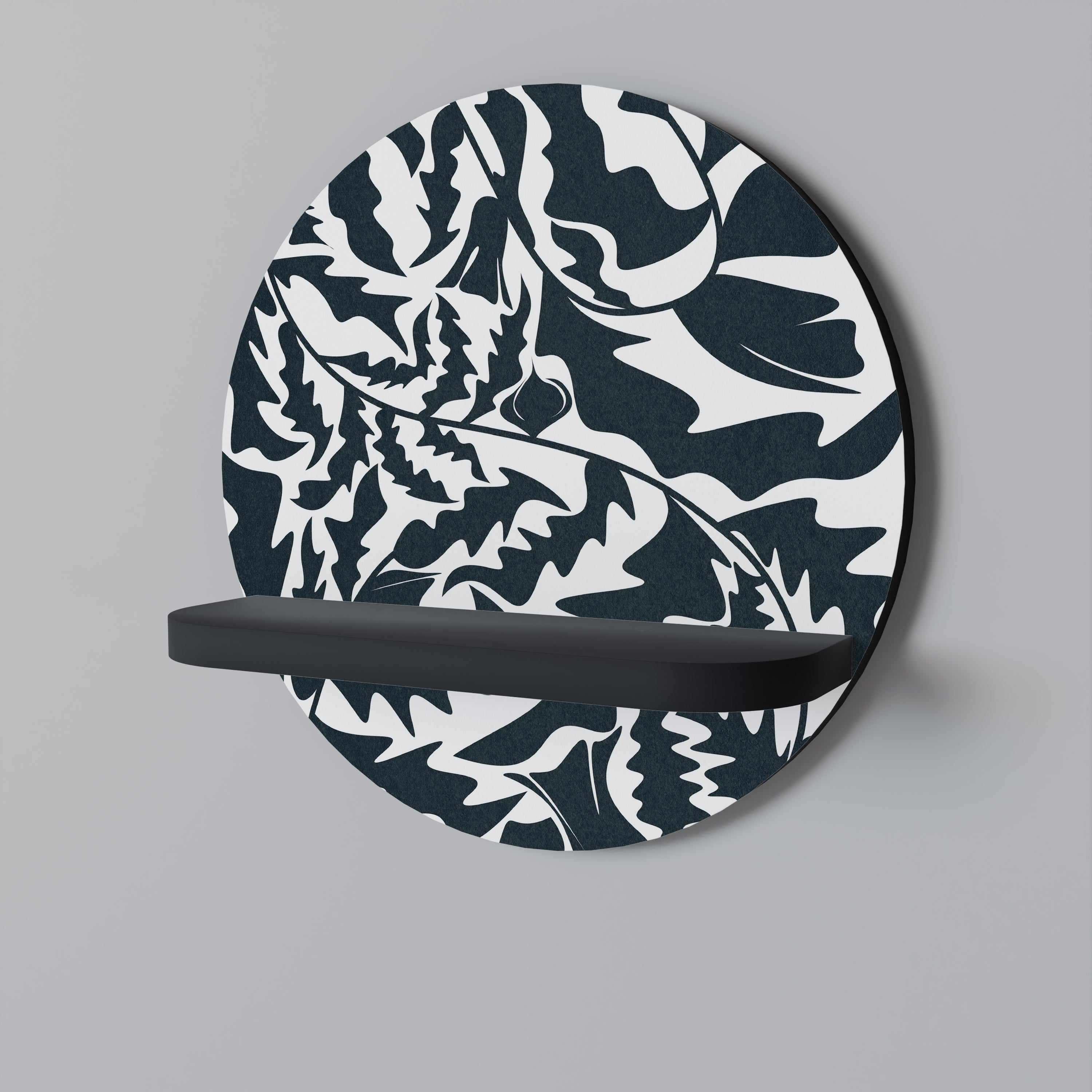 Ethereal Ornament, rundes Kunstregal in Schwarz