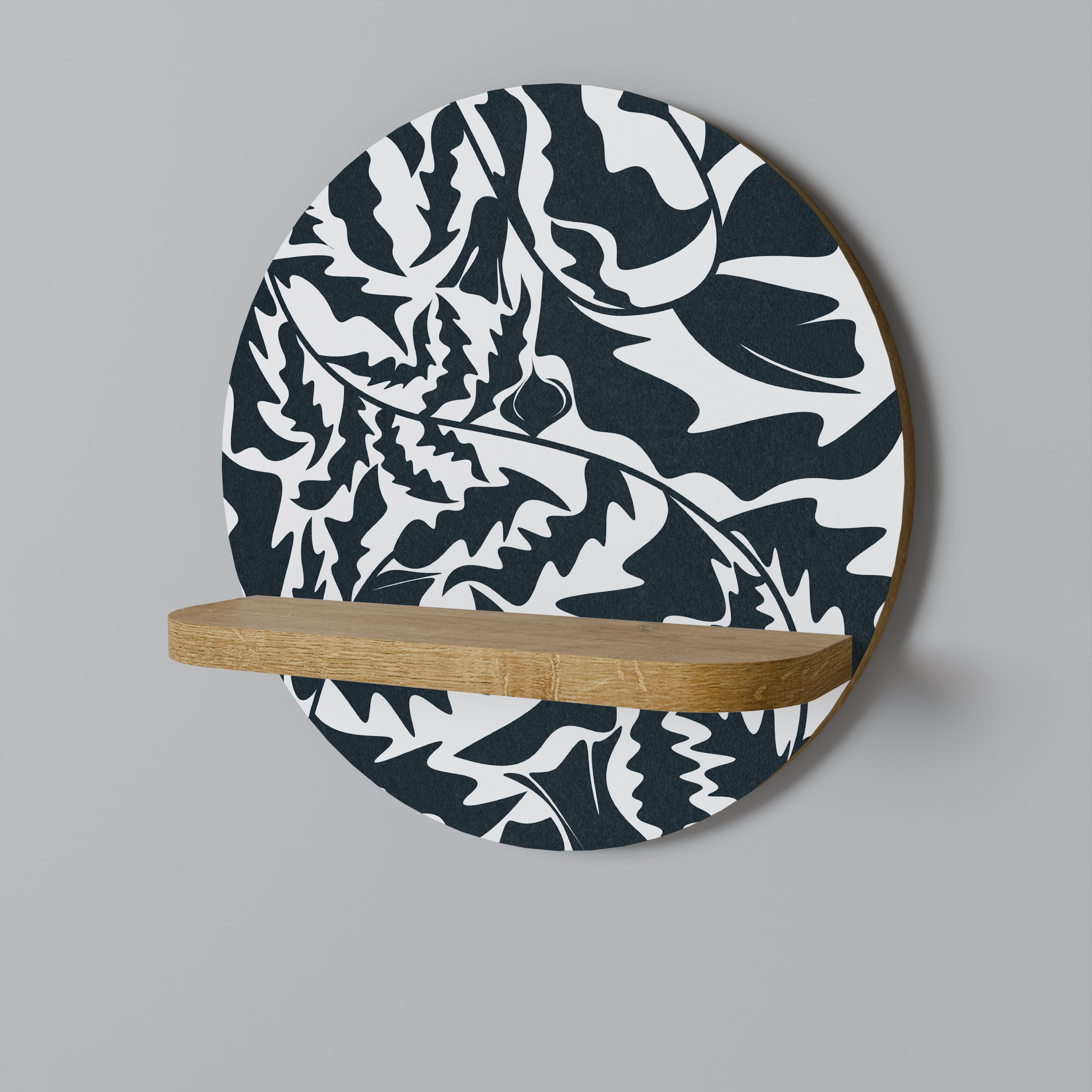 Ethereal Ornament, rundes Kunstregal in Eichenoptik
