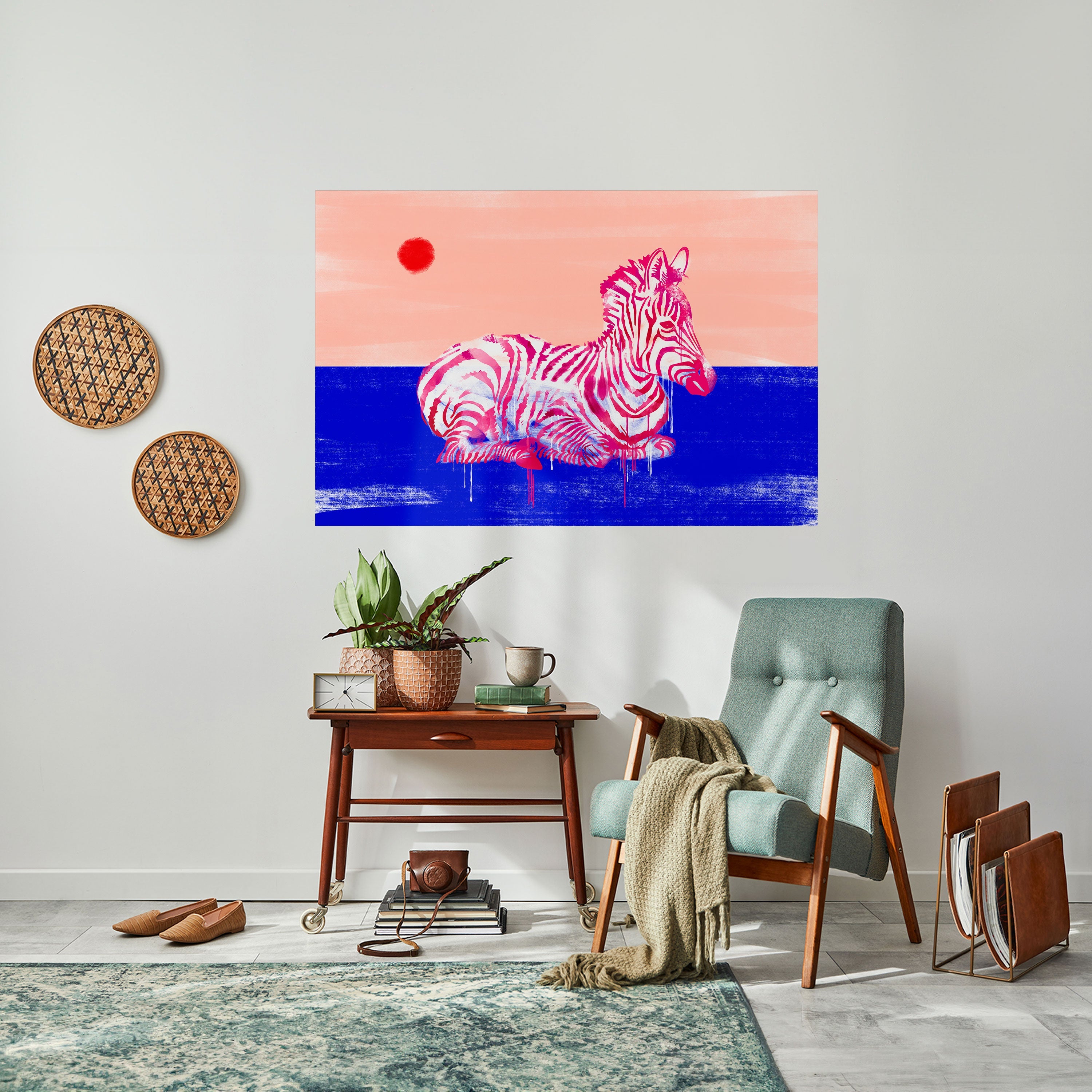 FANCIFUL ZEBRA Peel and Stick Horizontal Poster