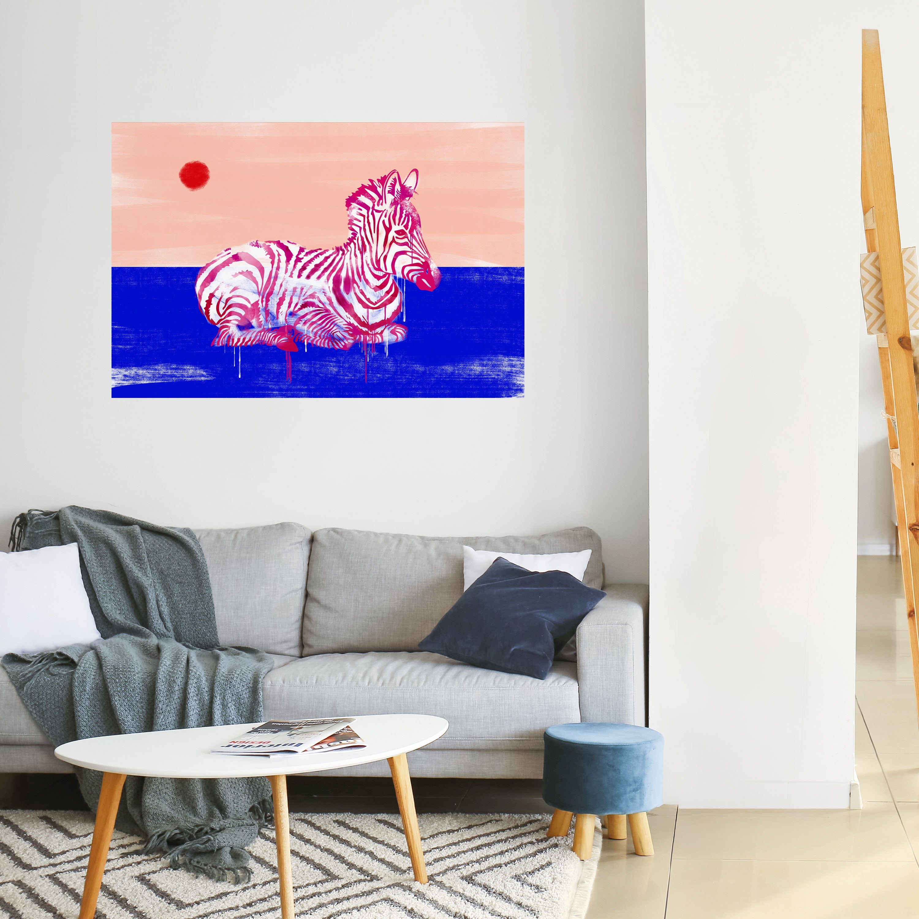 FANCIFUL ZEBRA Peel and Stick Horizontal Poster