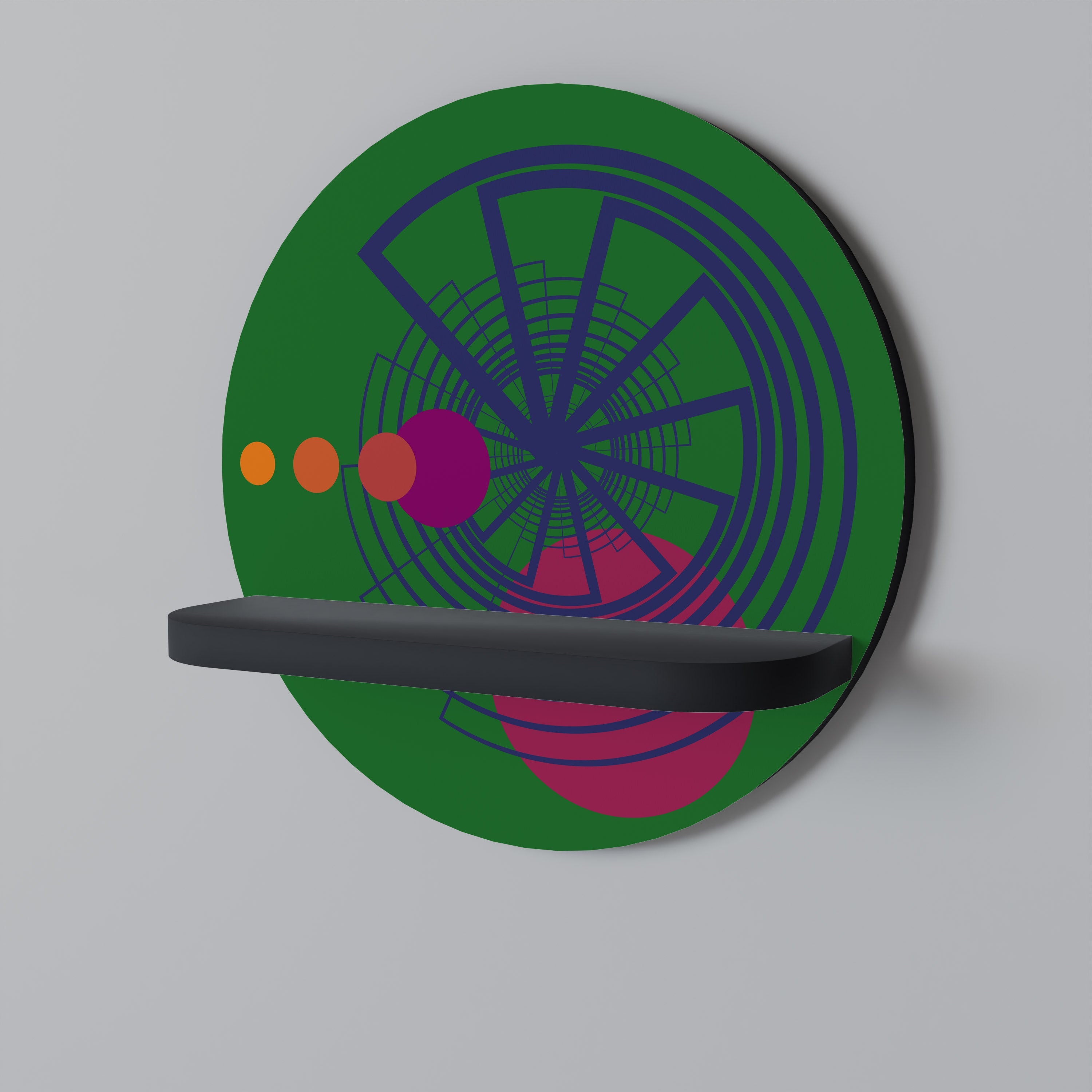 VIVID COLORWHEEL Rundes Kunstregal in Schwarz