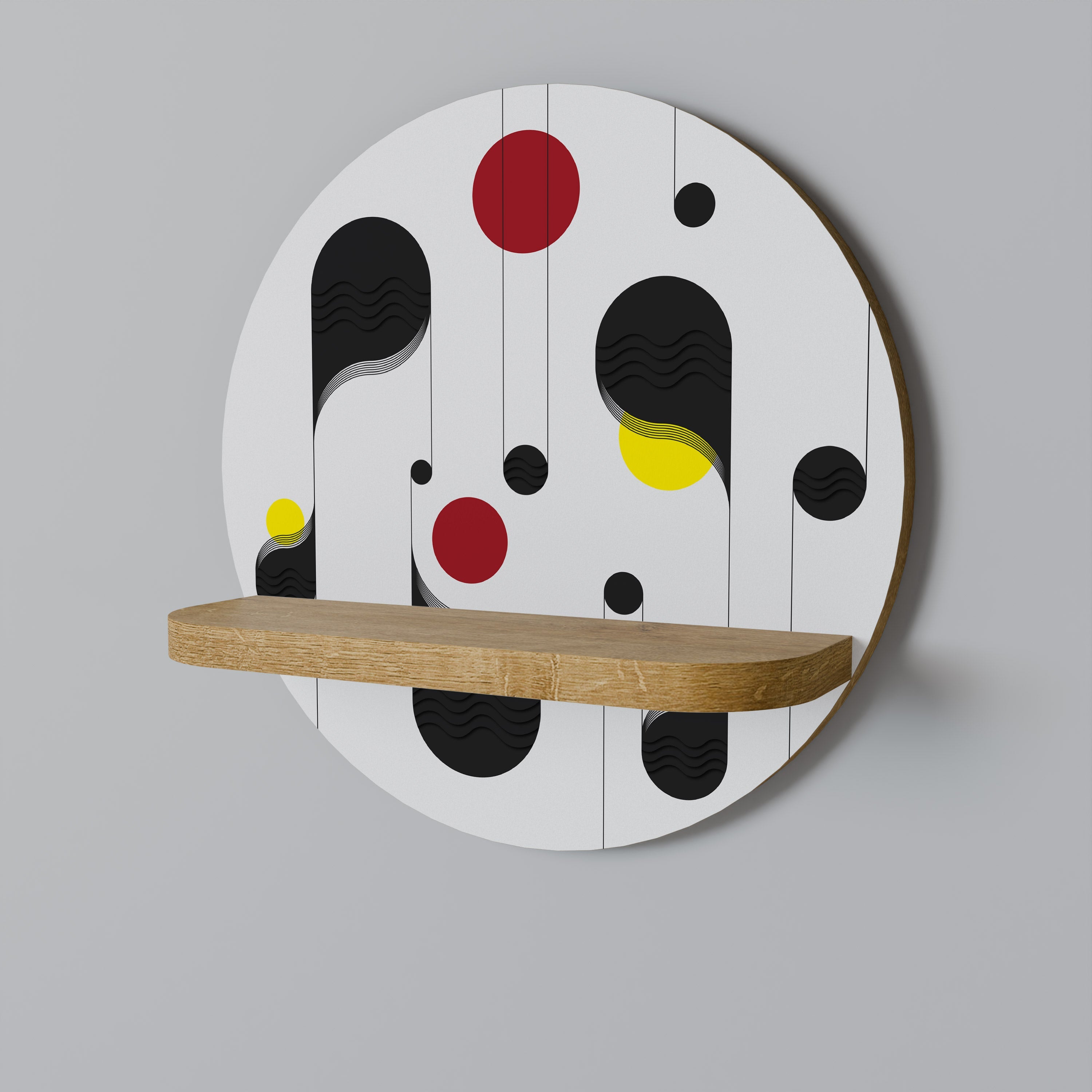 DOT-TO-DOT LULLABY Rundes Kunstregal in Eichenoptik