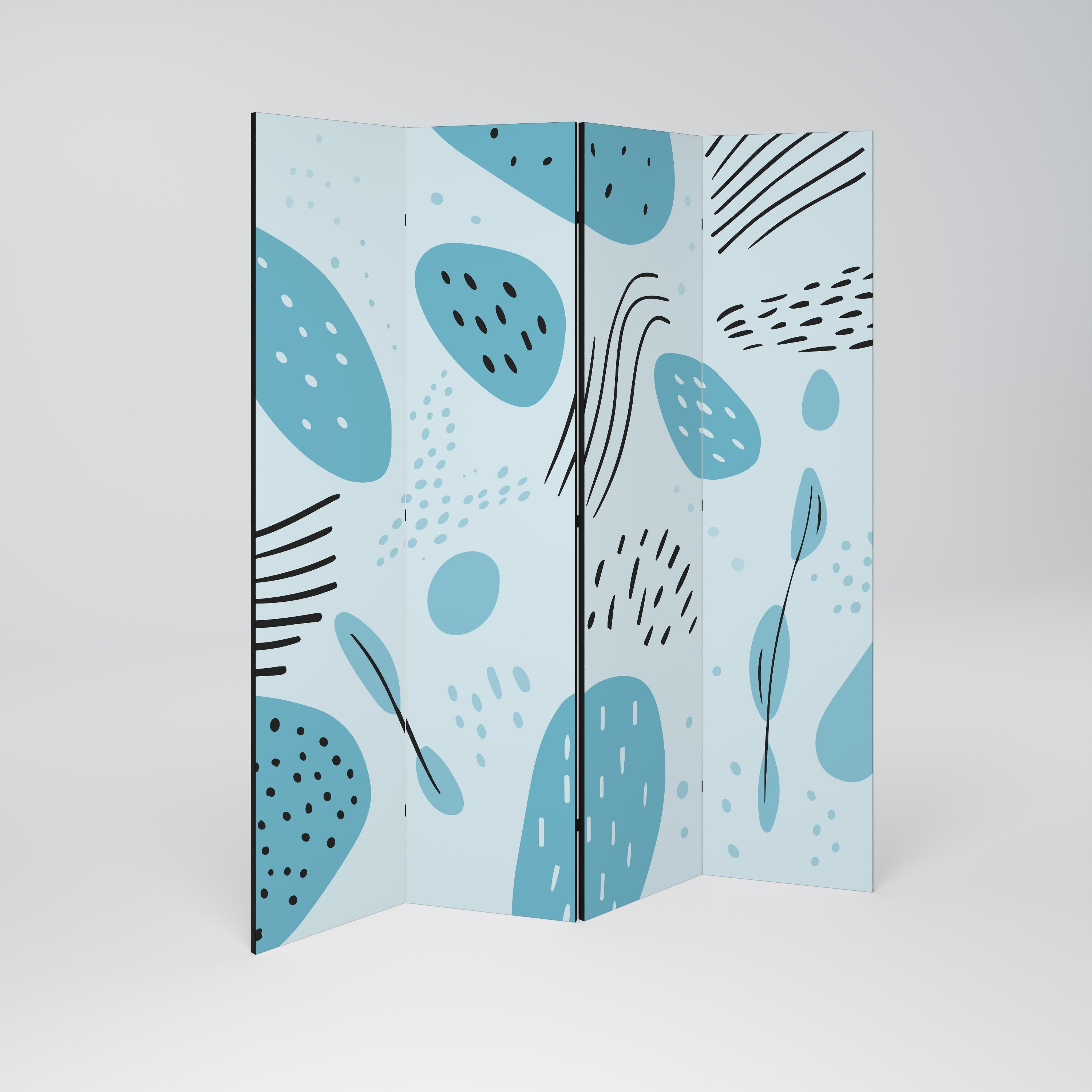 GREENISH FRENZY Decorative 4-Panel Room Divider