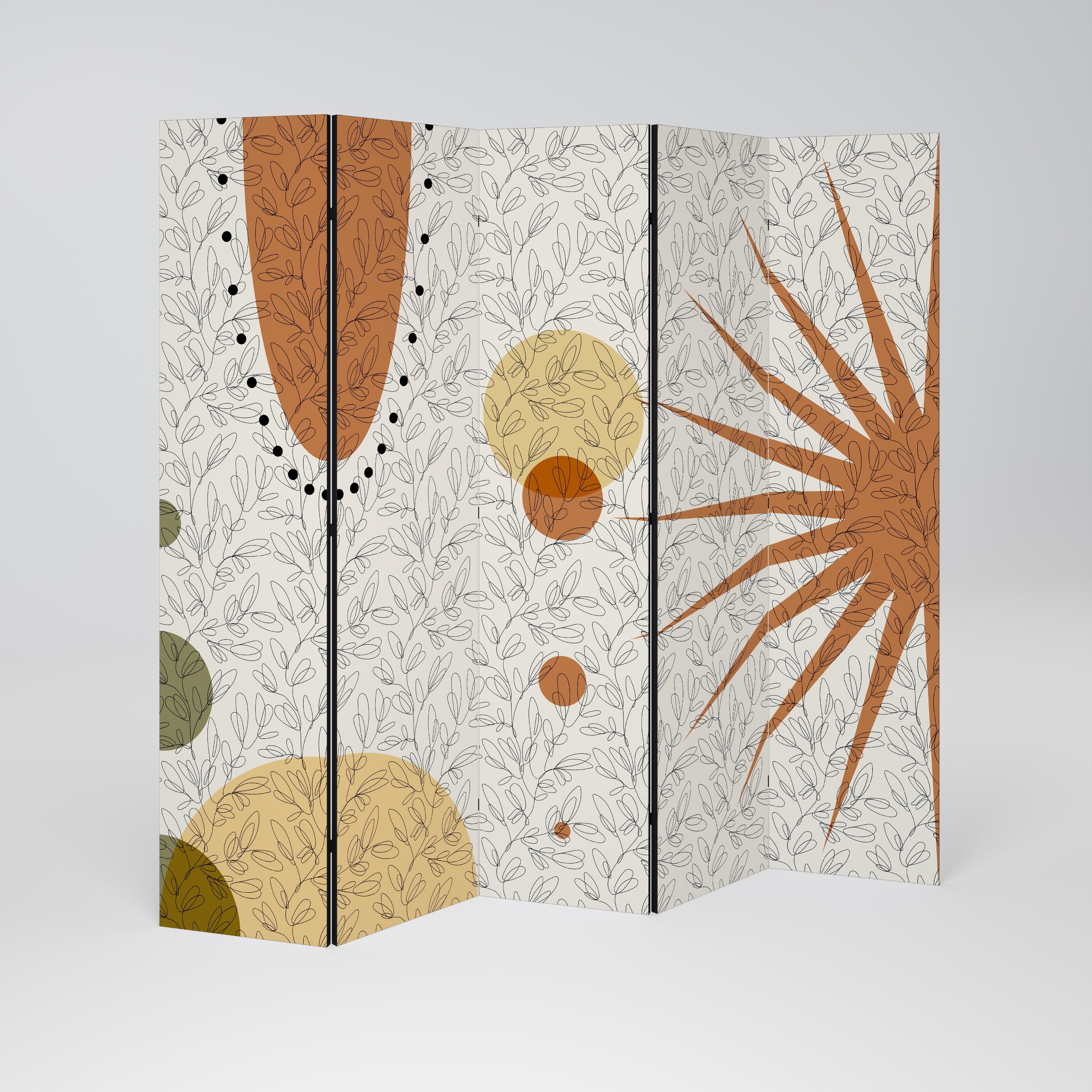 Dekorativer 5-teiliger Raumteiler „Rays and Roundels“