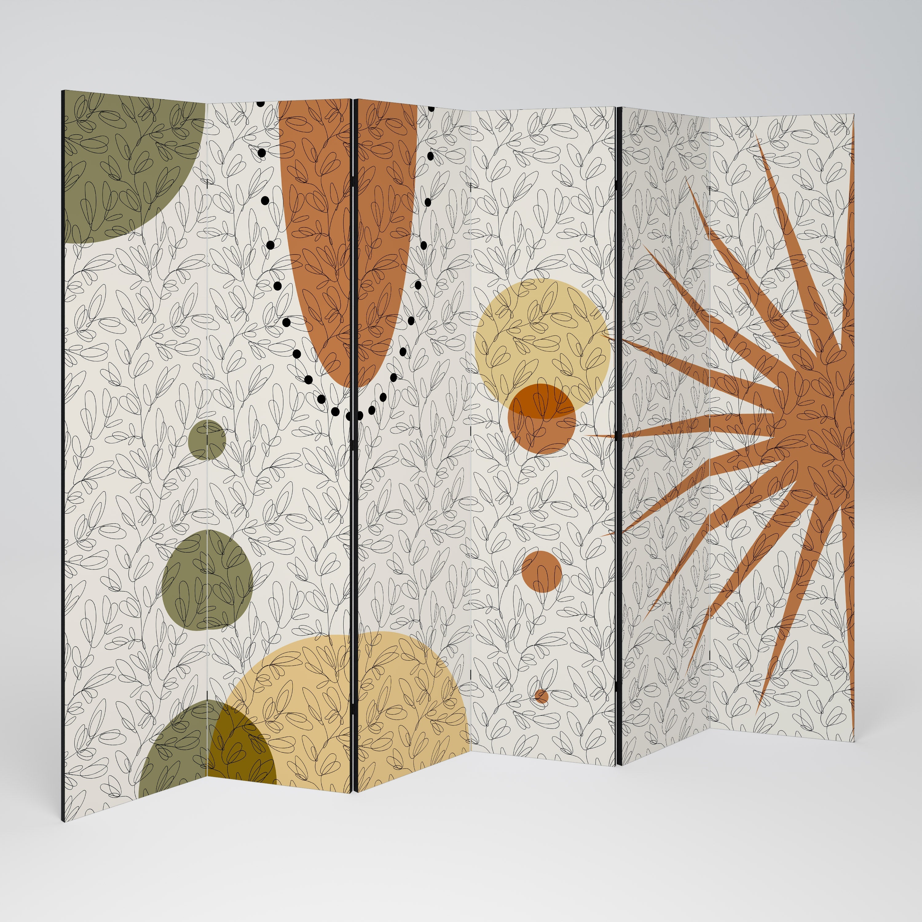 Dekorativer 6-teiliger Raumteiler „Rays and Roundels“