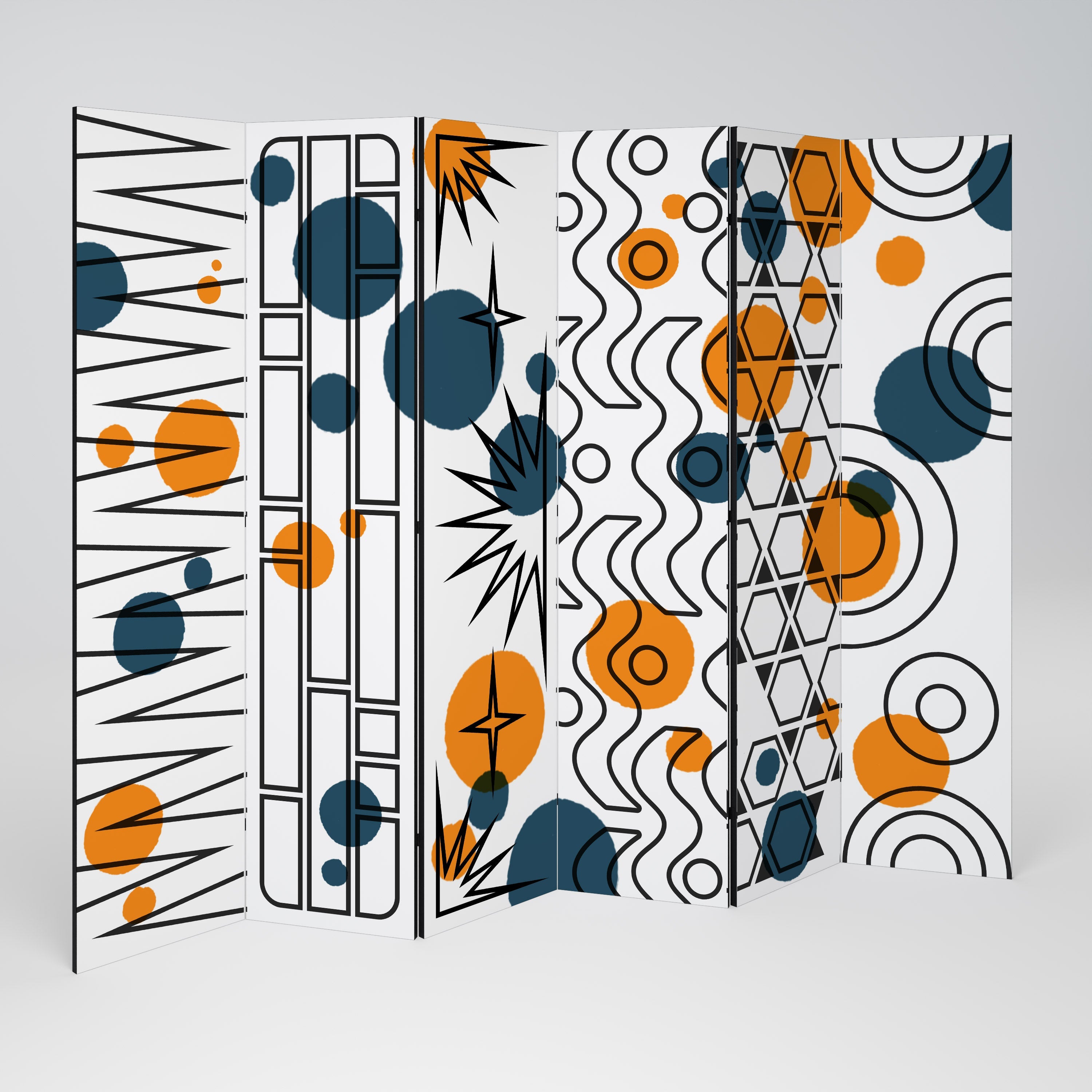 ABSTRACT SYMPHONY FLARE Dekorativer 6-teiliger Raumteiler