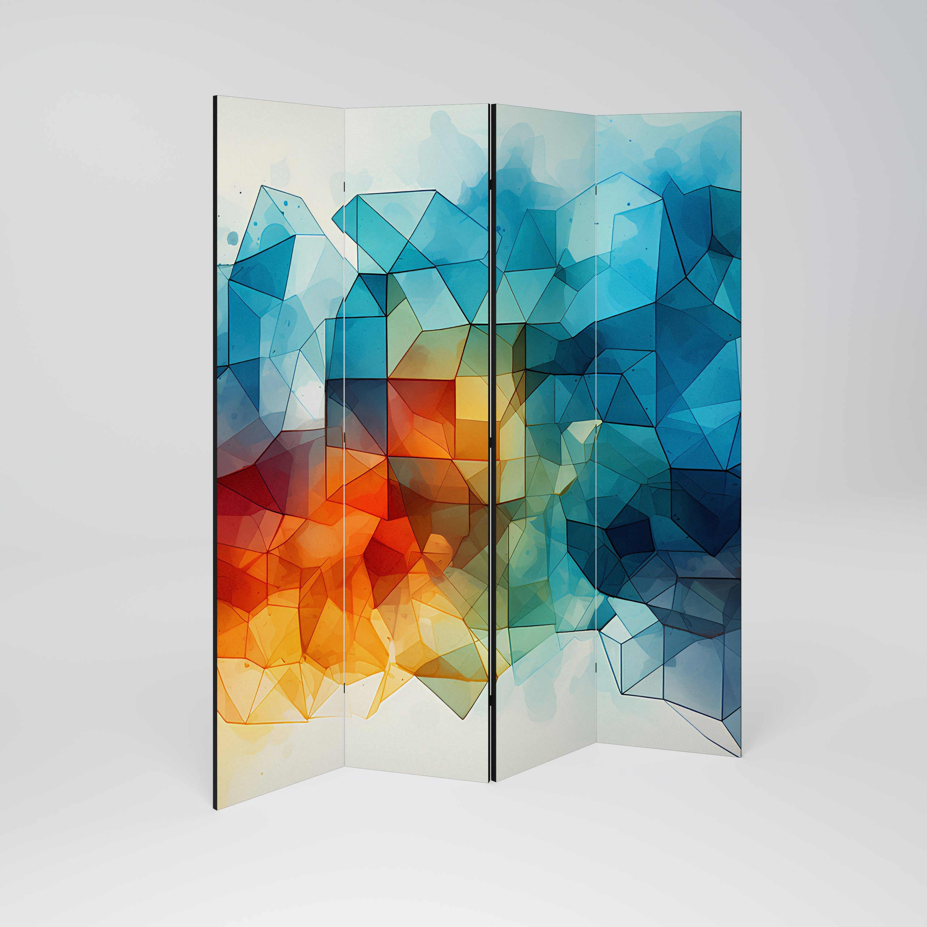 VIBRANT FACETS UNITE Dekorativer 4-teiliger Raumteiler