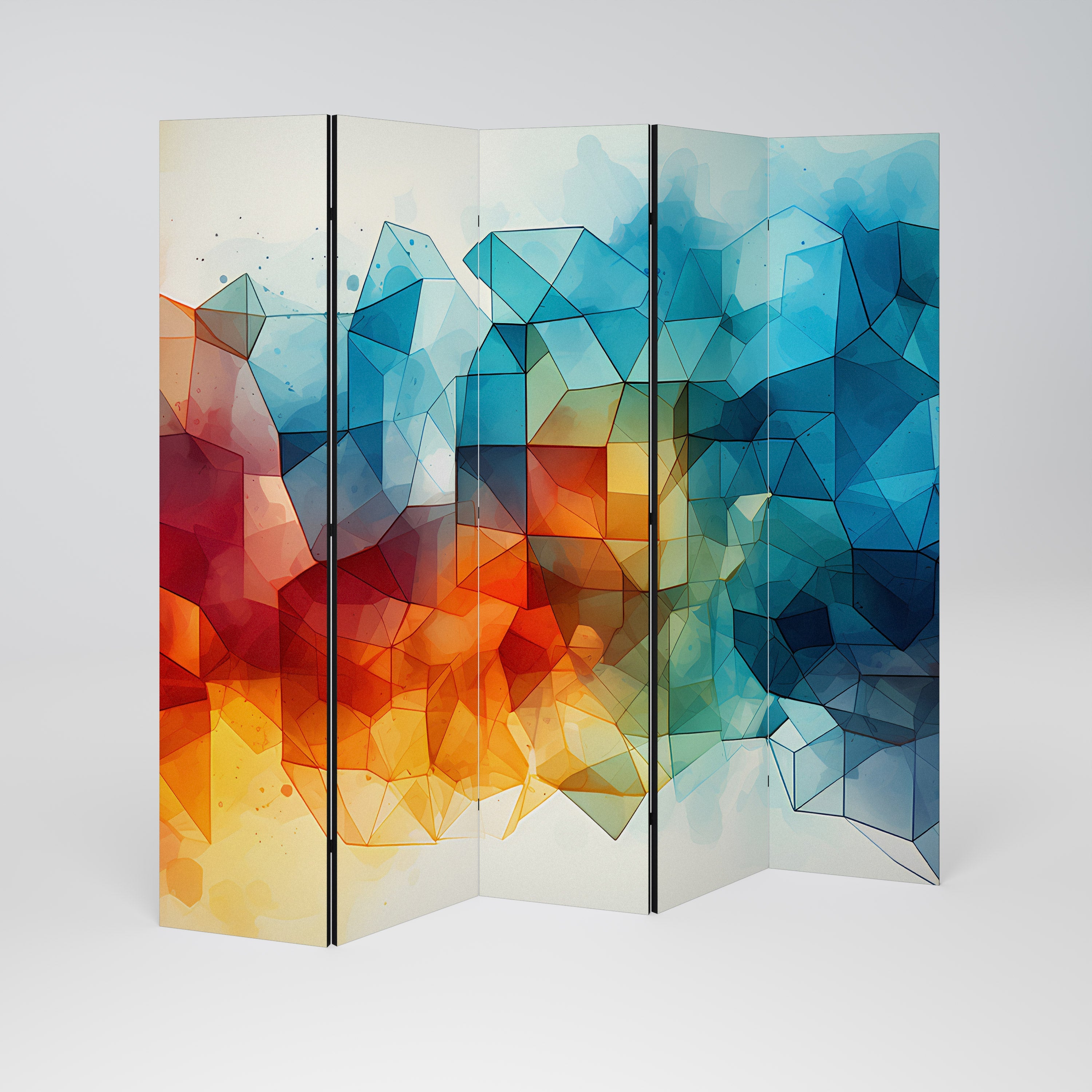 VIBRANT FACETS UNITE Dekorativer 5-teiliger Raumteiler