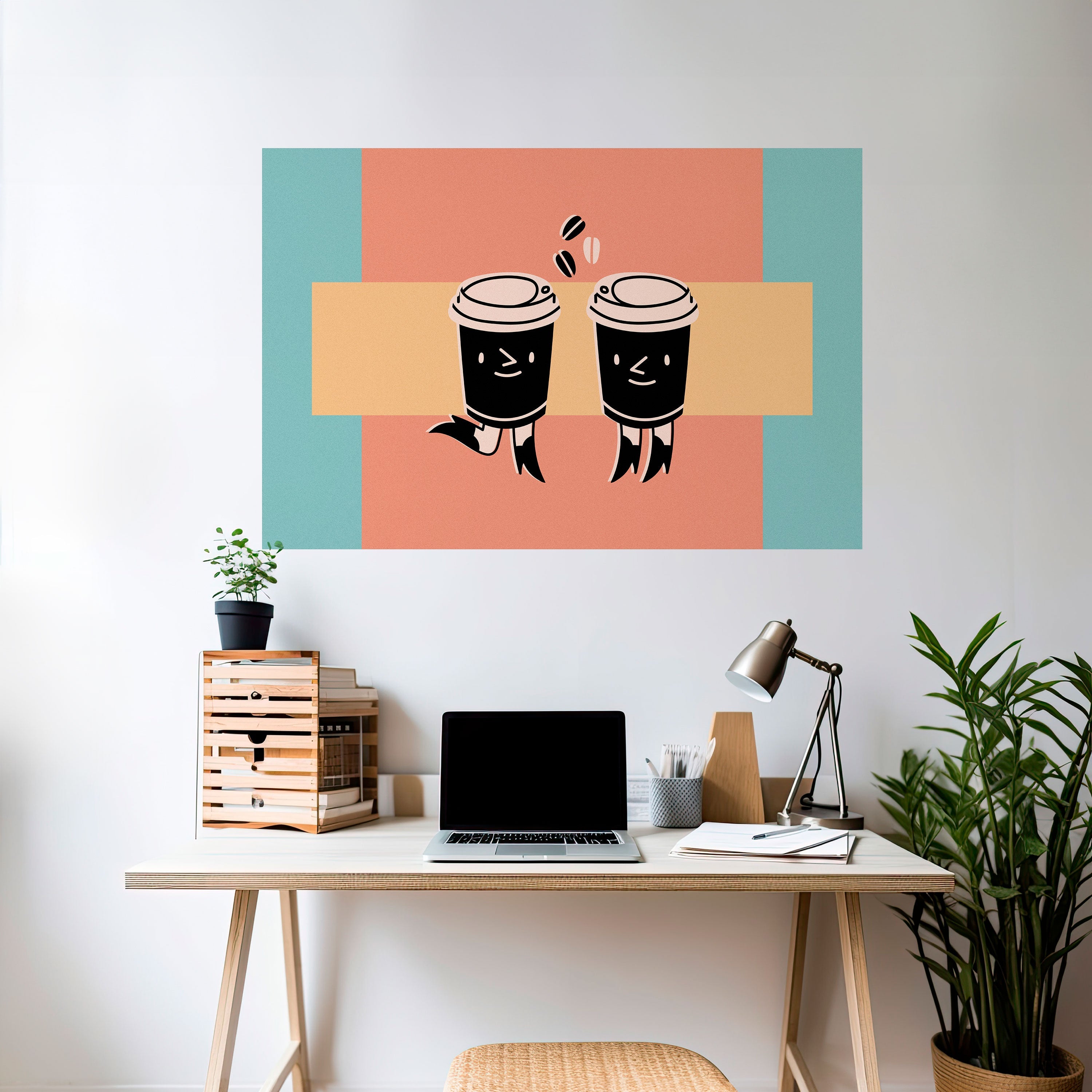 JOYFUL COFFEE Peel and Stick Horizontal Poster