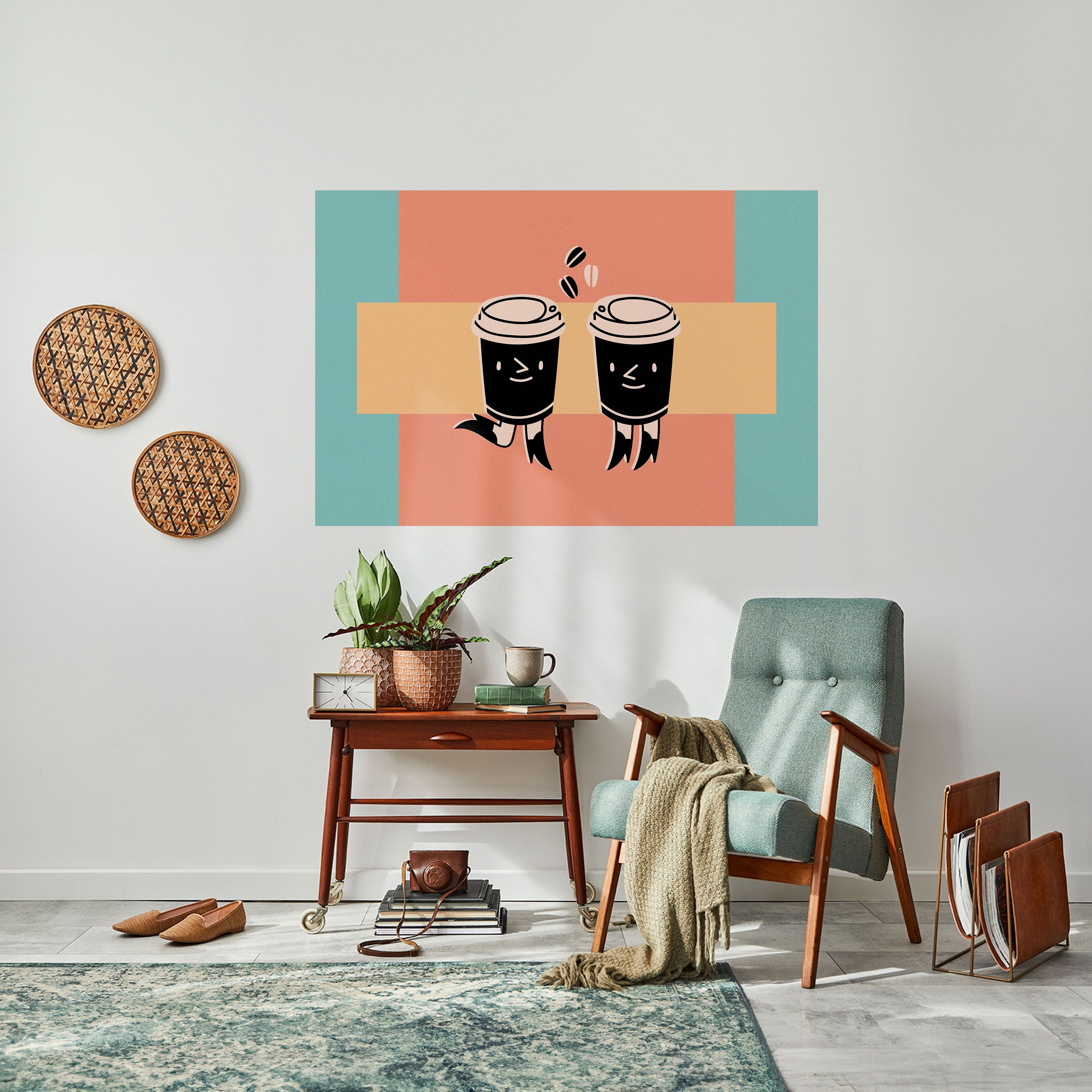 JOYFUL COFFEE Peel and Stick Horizontal Poster