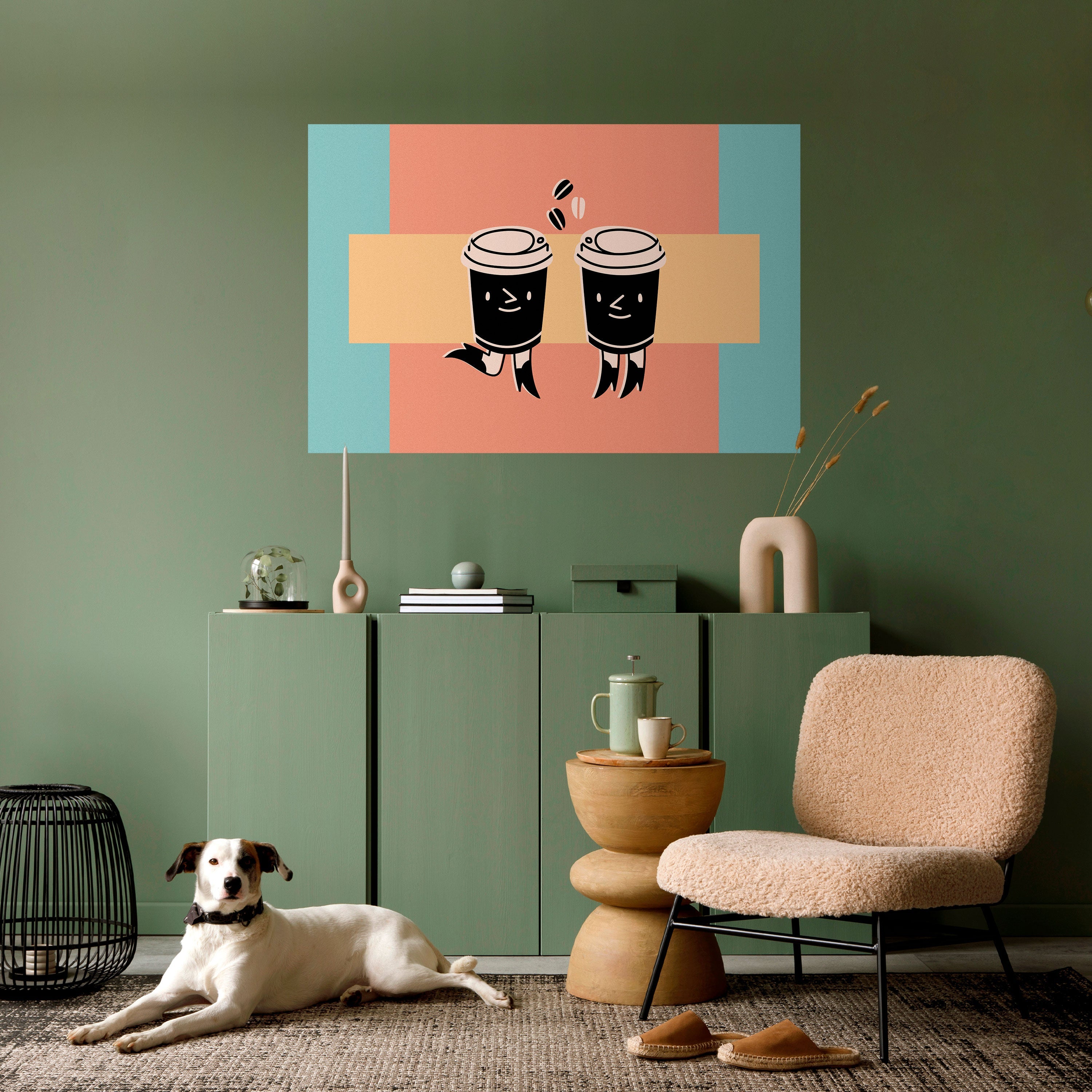 JOYFUL COFFEE Peel and Stick Horizontal Poster