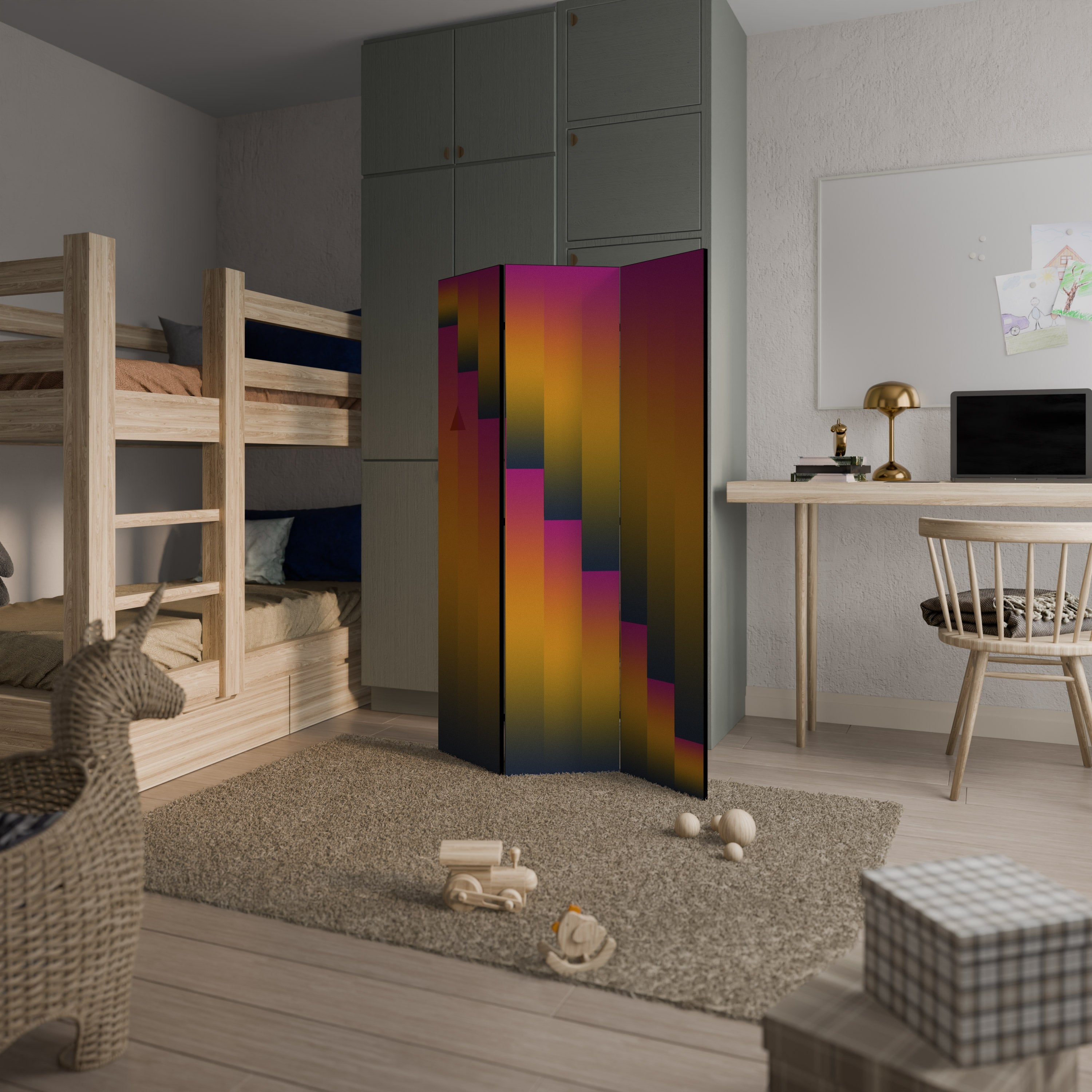 GOLDEN FADE Dekorativer 3-teiliger Raumteiler