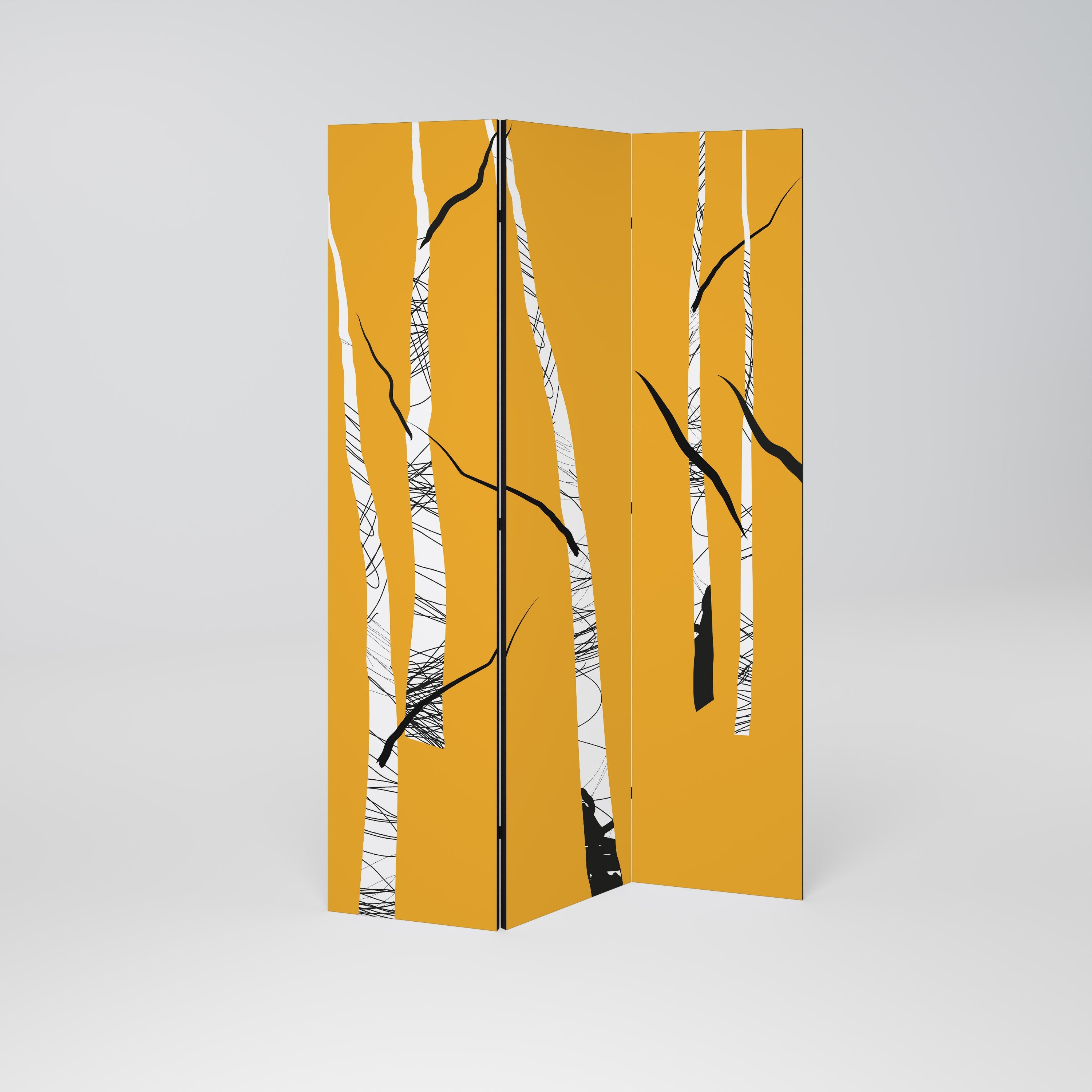 BIRCH ABSTRACT Dekorativer 3-teiliger Raumteiler