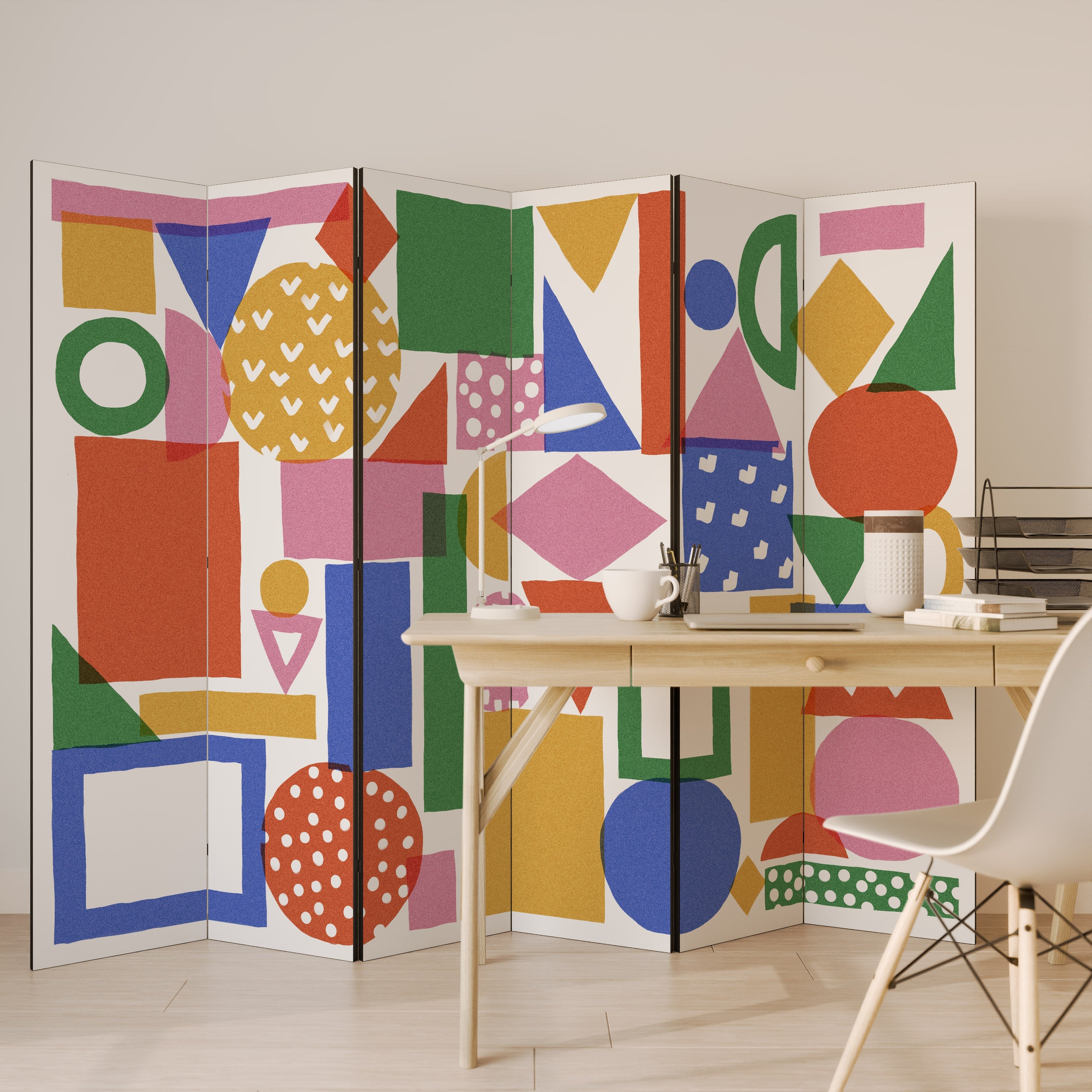 GEOMETRIC GLIMMER Dekorativer 6-teiliger Raumteiler