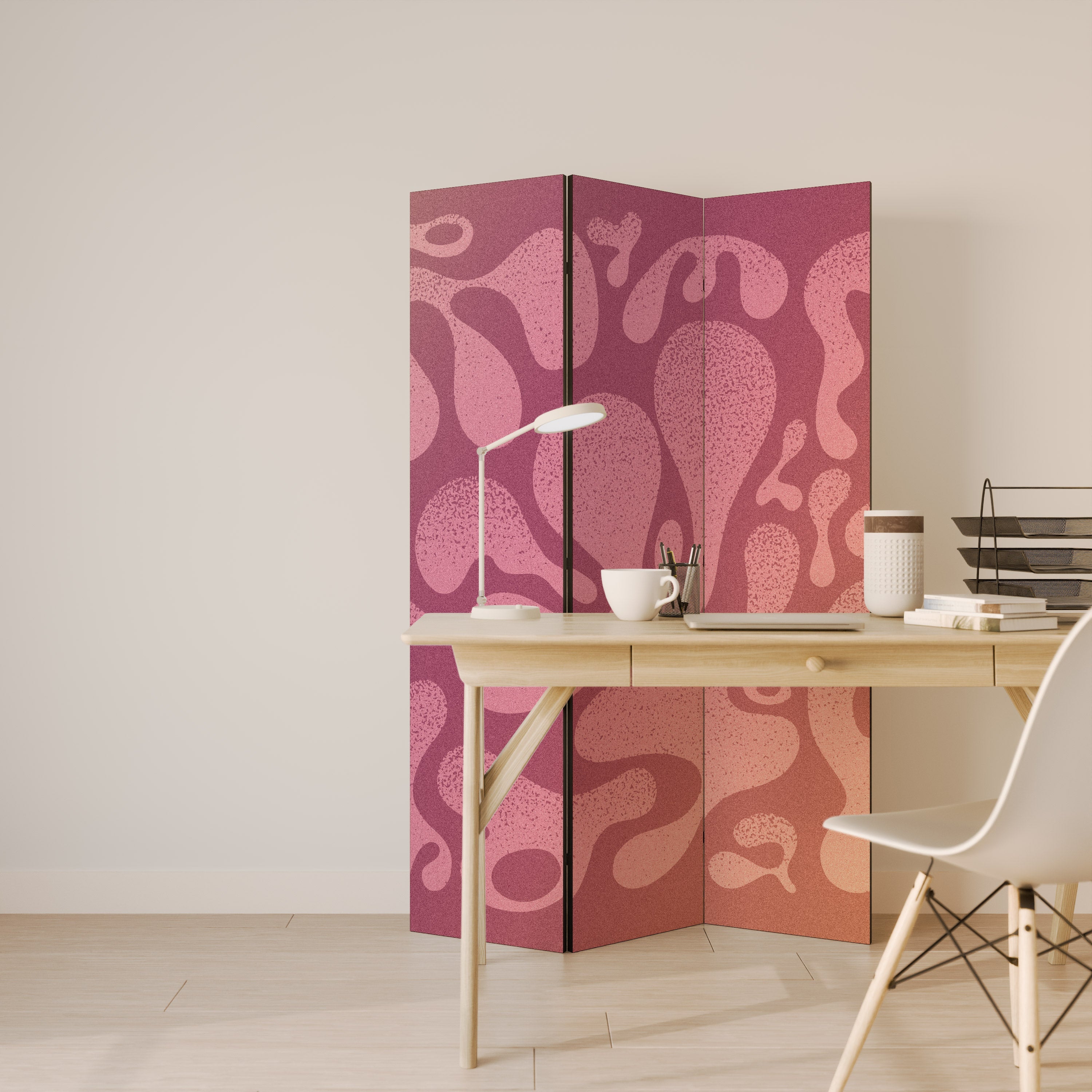 Dekorativer 3-teiliger Raumteiler IRREGULAR PINK