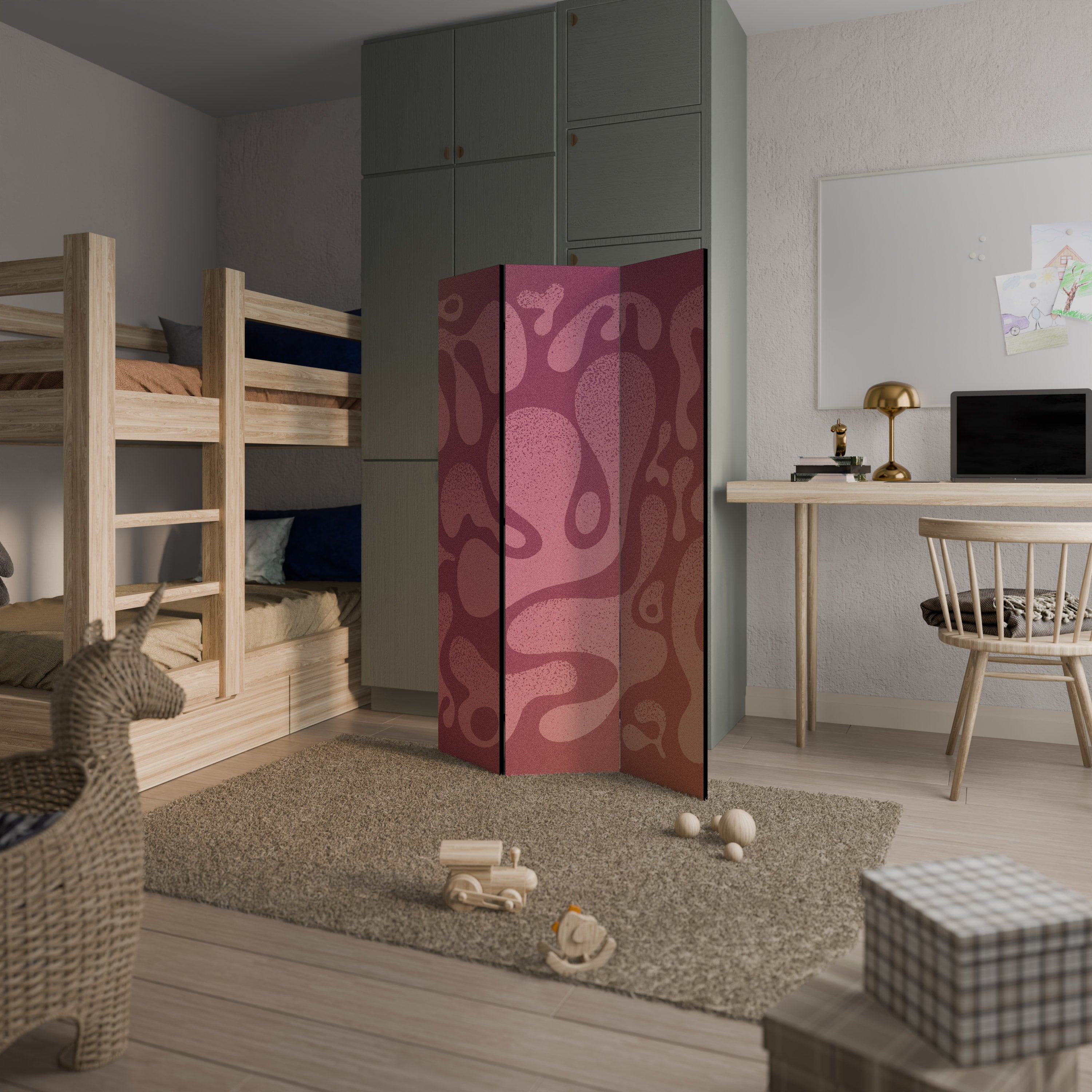 Dekorativer 3-teiliger Raumteiler IRREGULAR PINK