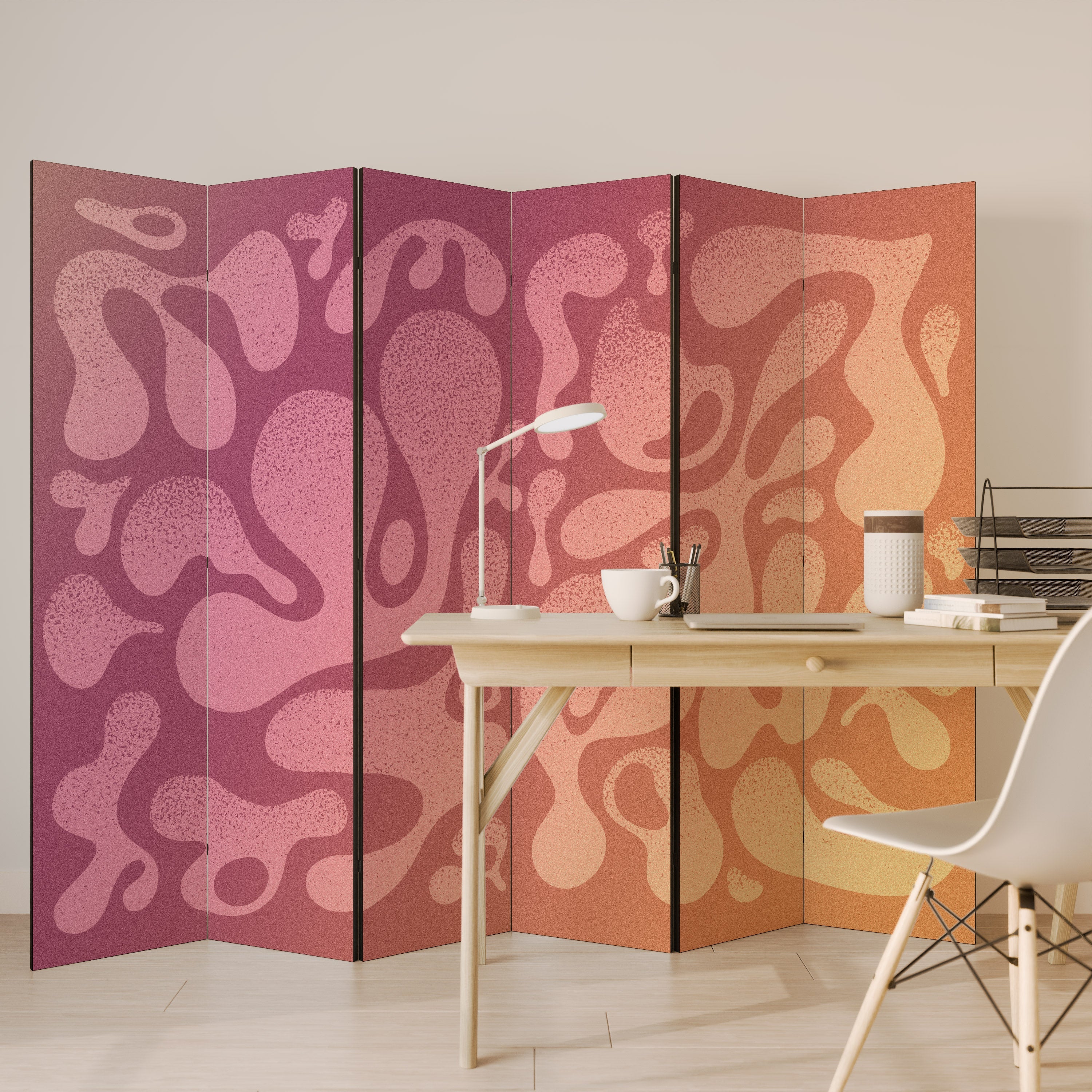 Dekorativer Raumteiler mit 6 Paneelen, IRREGULAR PINK