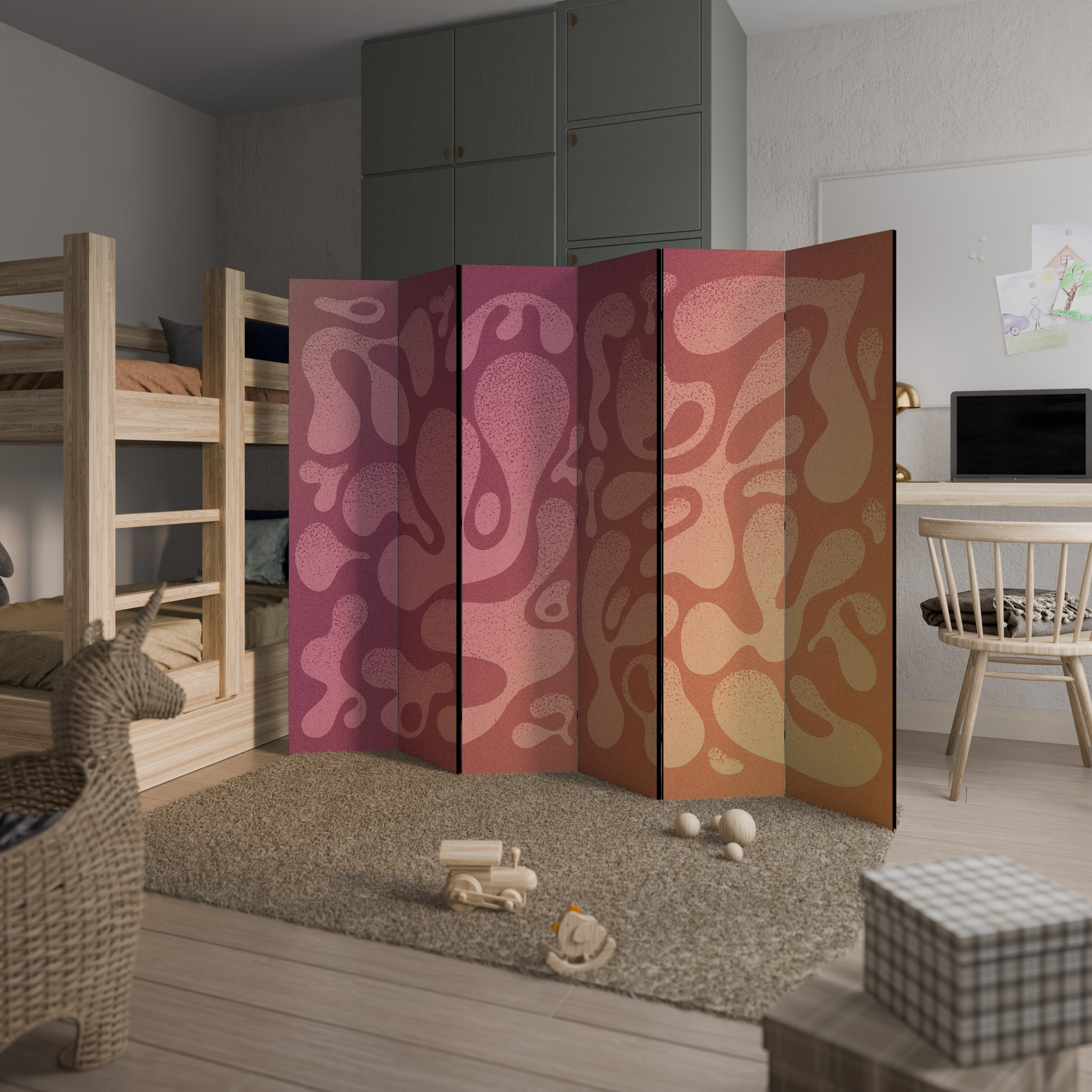 Dekorativer Raumteiler mit 6 Paneelen, IRREGULAR PINK