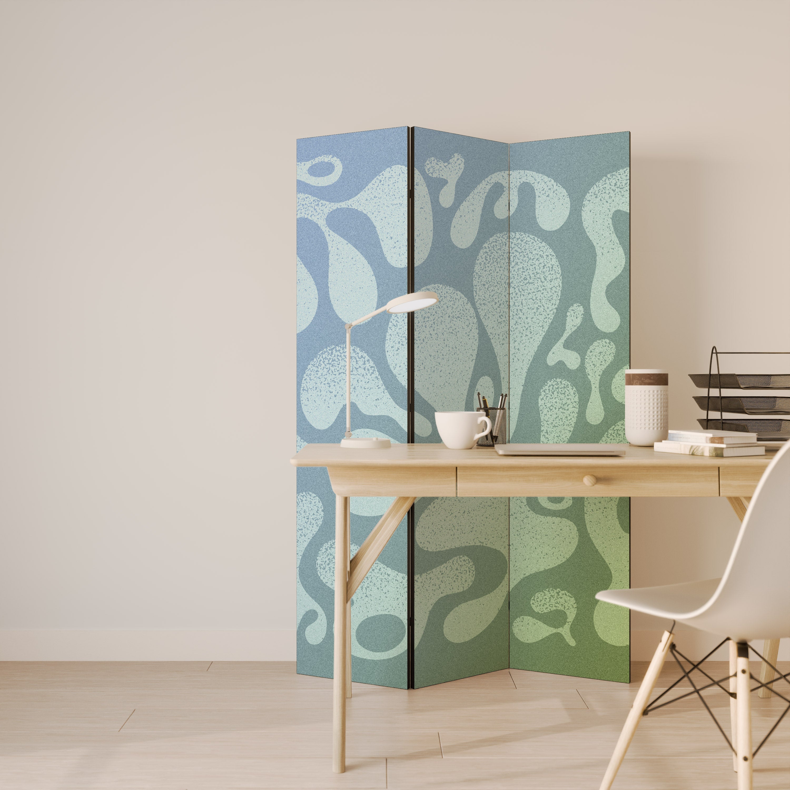 Dekorativer 3-teiliger Raumteiler IRREGULAR BLUE