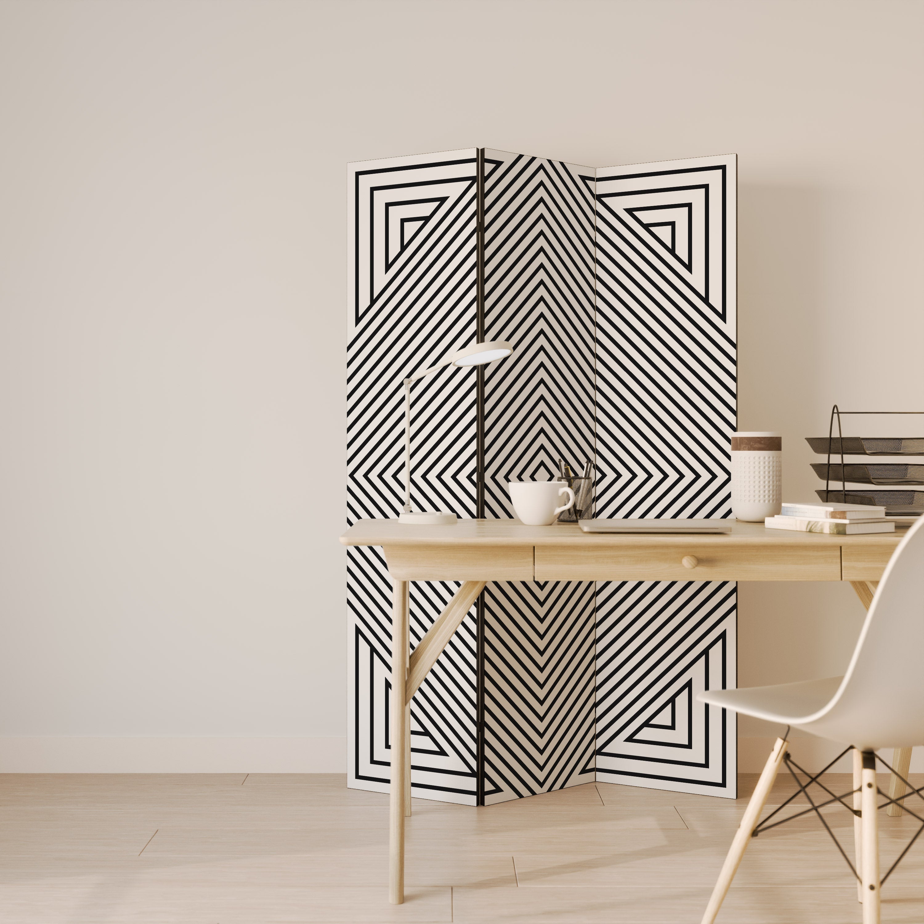 POLYGON ILLUSION Dekorativer 3-teiliger Raumteiler