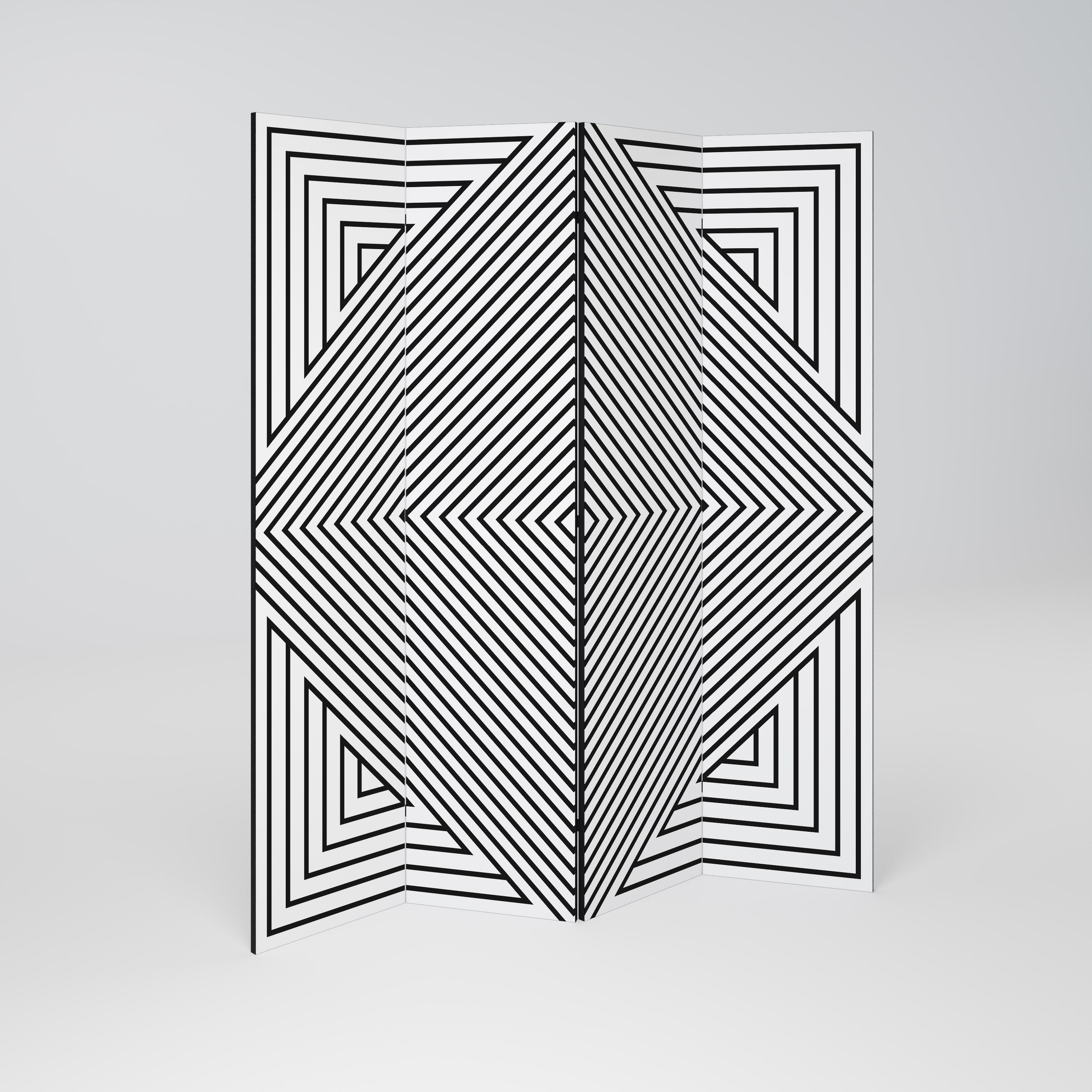 POLYGON ILLUSION Dekorativer 4-teiliger Raumteiler