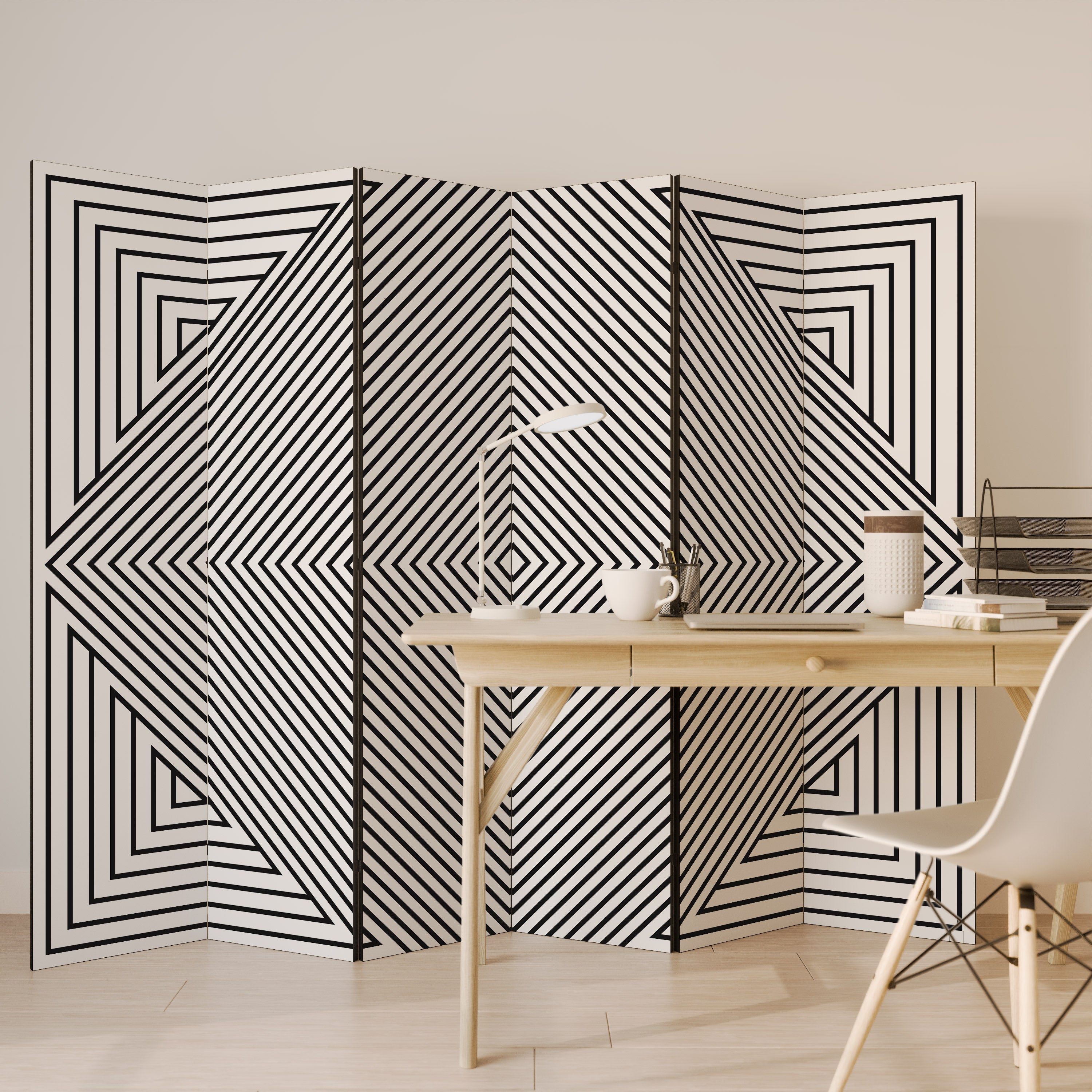 POLYGON ILLUSION Dekorativer 6-teiliger Raumteiler