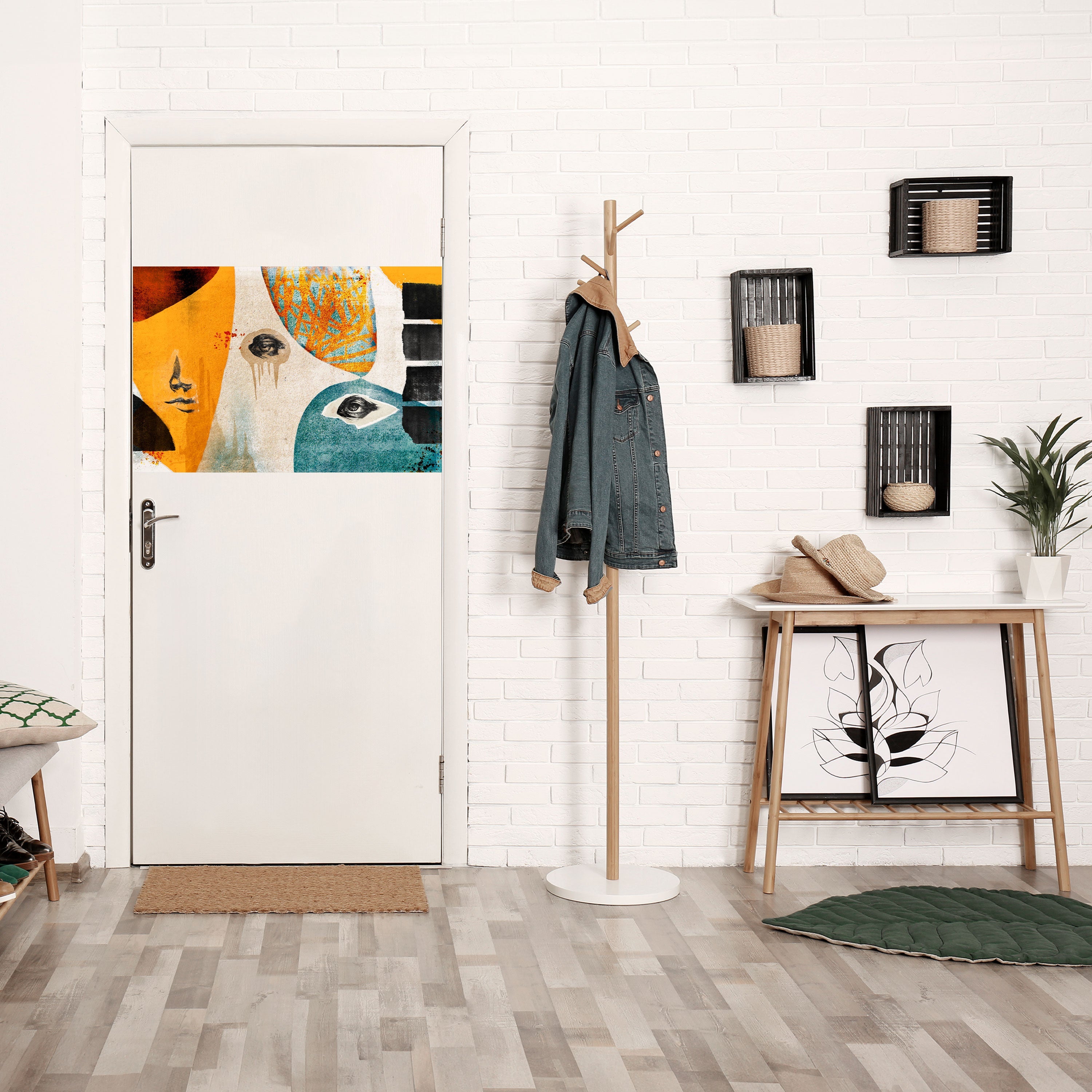 ABSTRACT FACES Peel and Stick Horizontal Poster