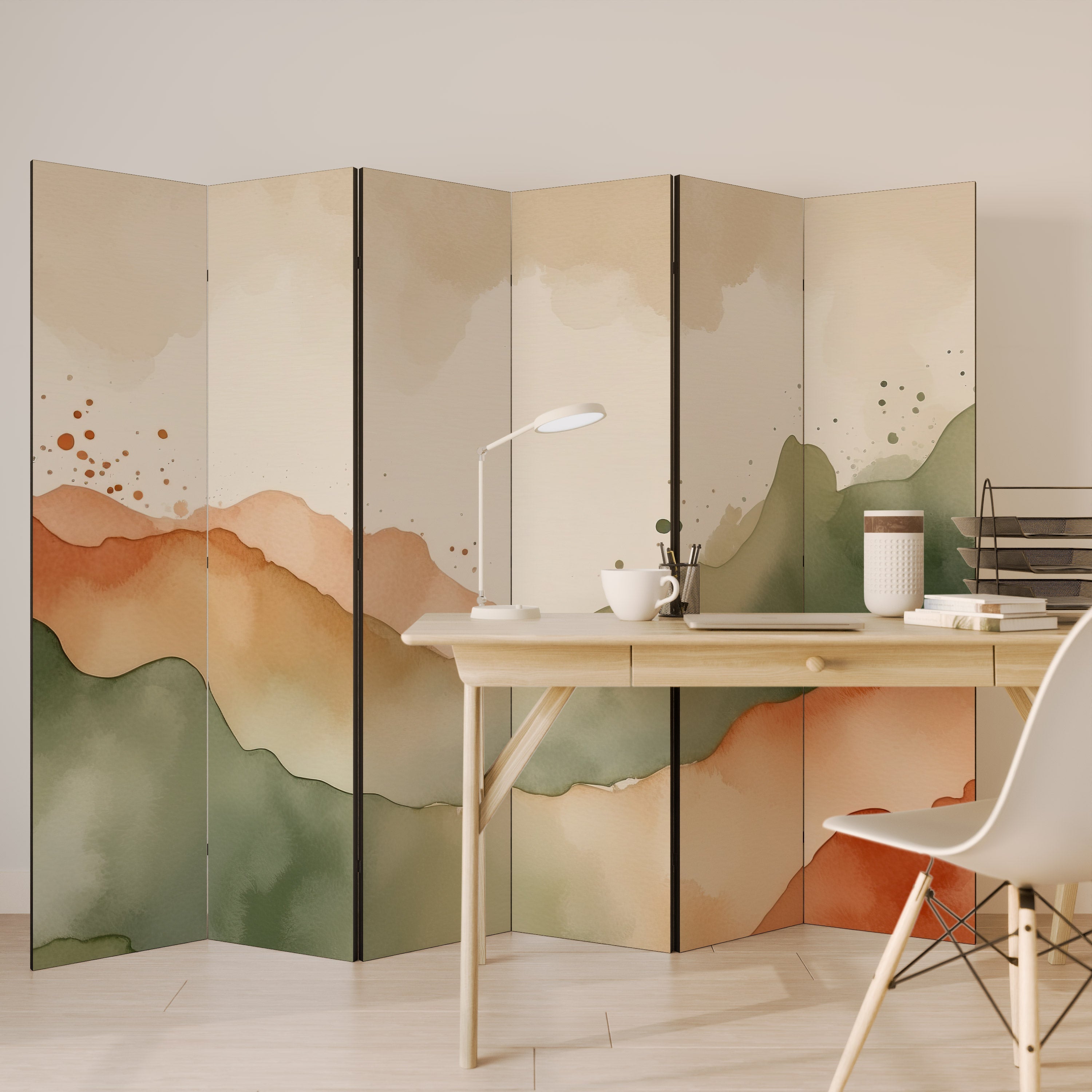 Dekorativer 6-teiliger Raumteiler „Watercolor Peaks“
