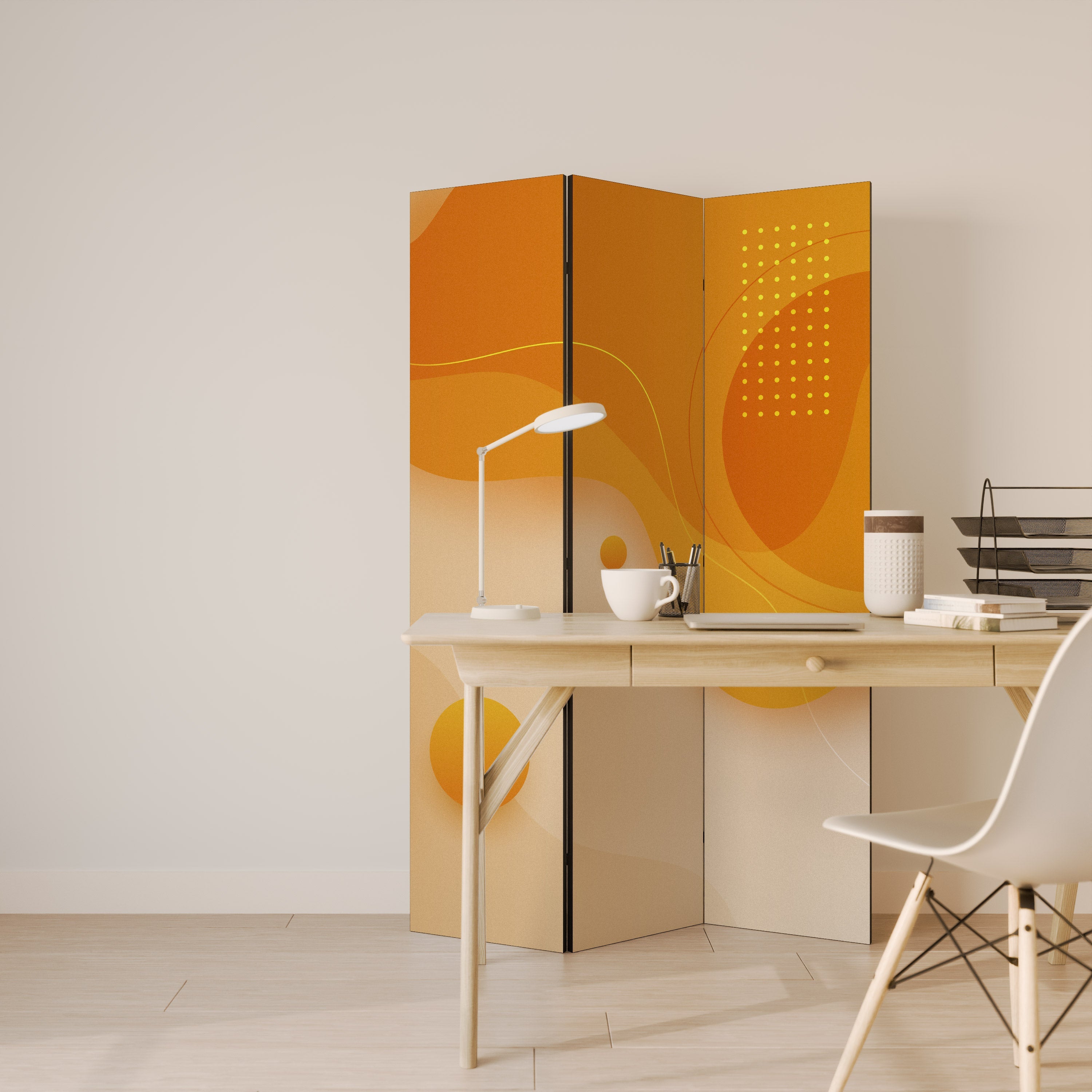 ORANGE ARRANGEMENT Dekorativer 3-teiliger Raumteiler