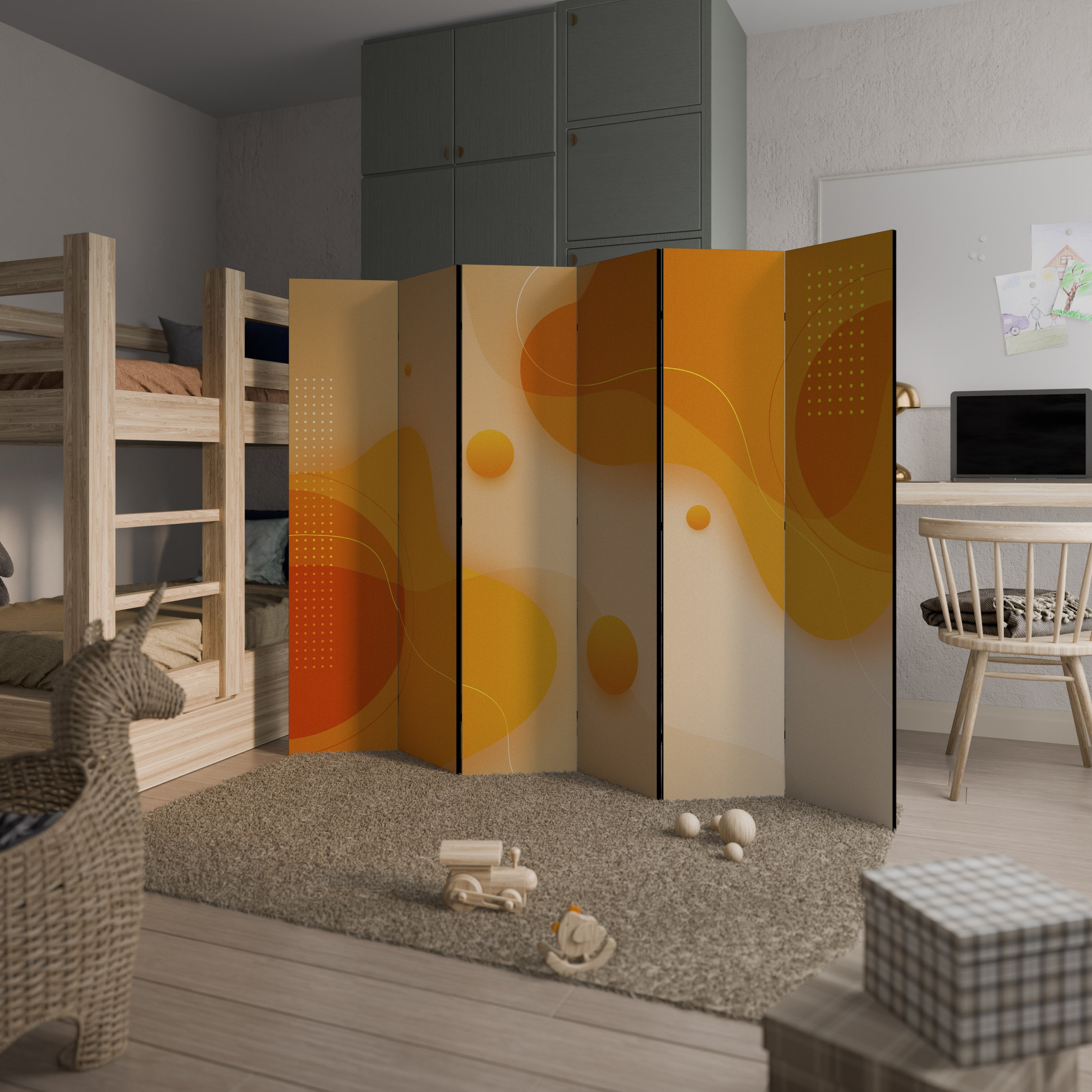 ORANGE ARRANGEMENT Dekorativer 6-teiliger Raumteiler