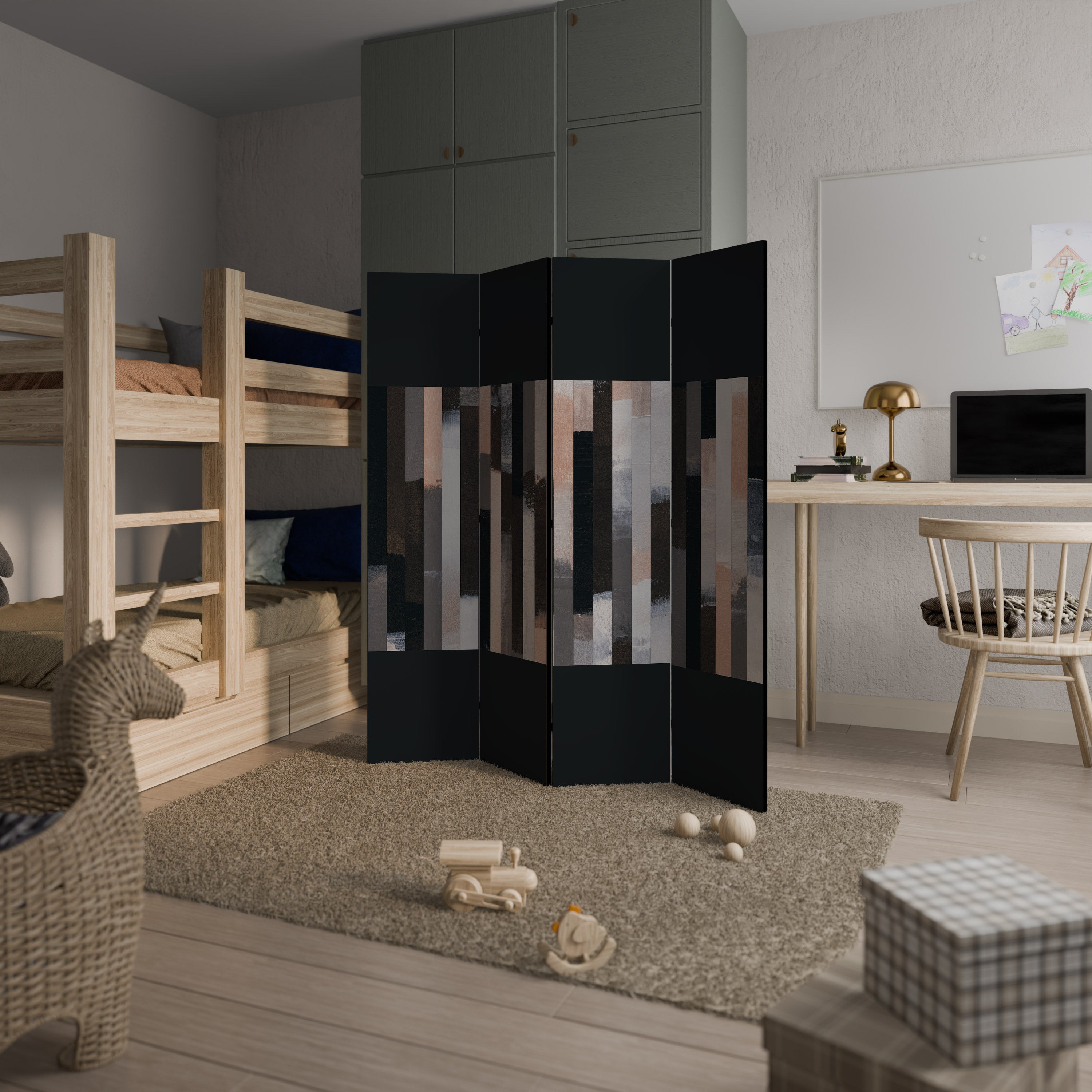 COLLAGE OF RECTANGLES Dekorativer 4-teiliger Raumteiler