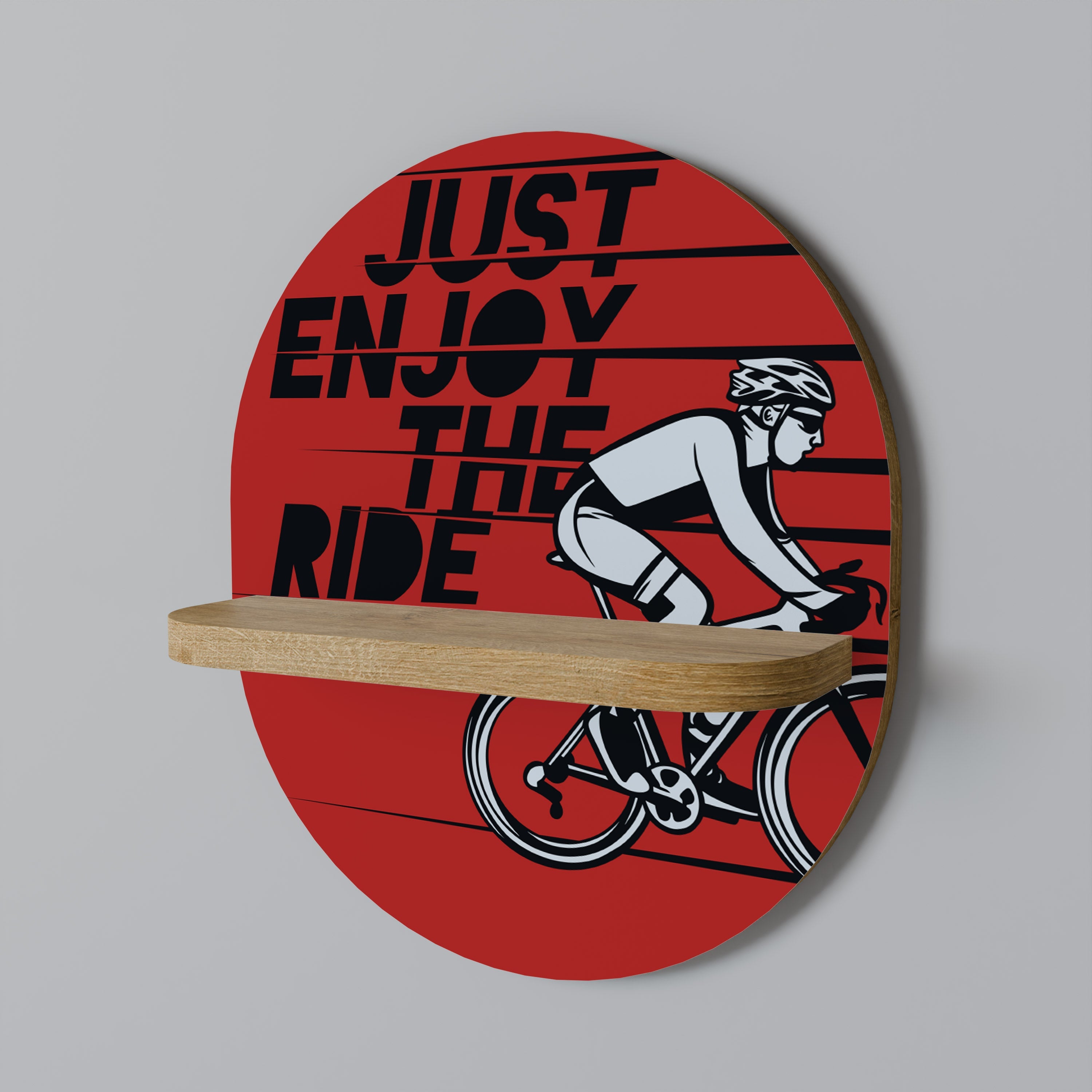 ENJOY THE RIDE Ovales Kunstregal in Eichenoptik