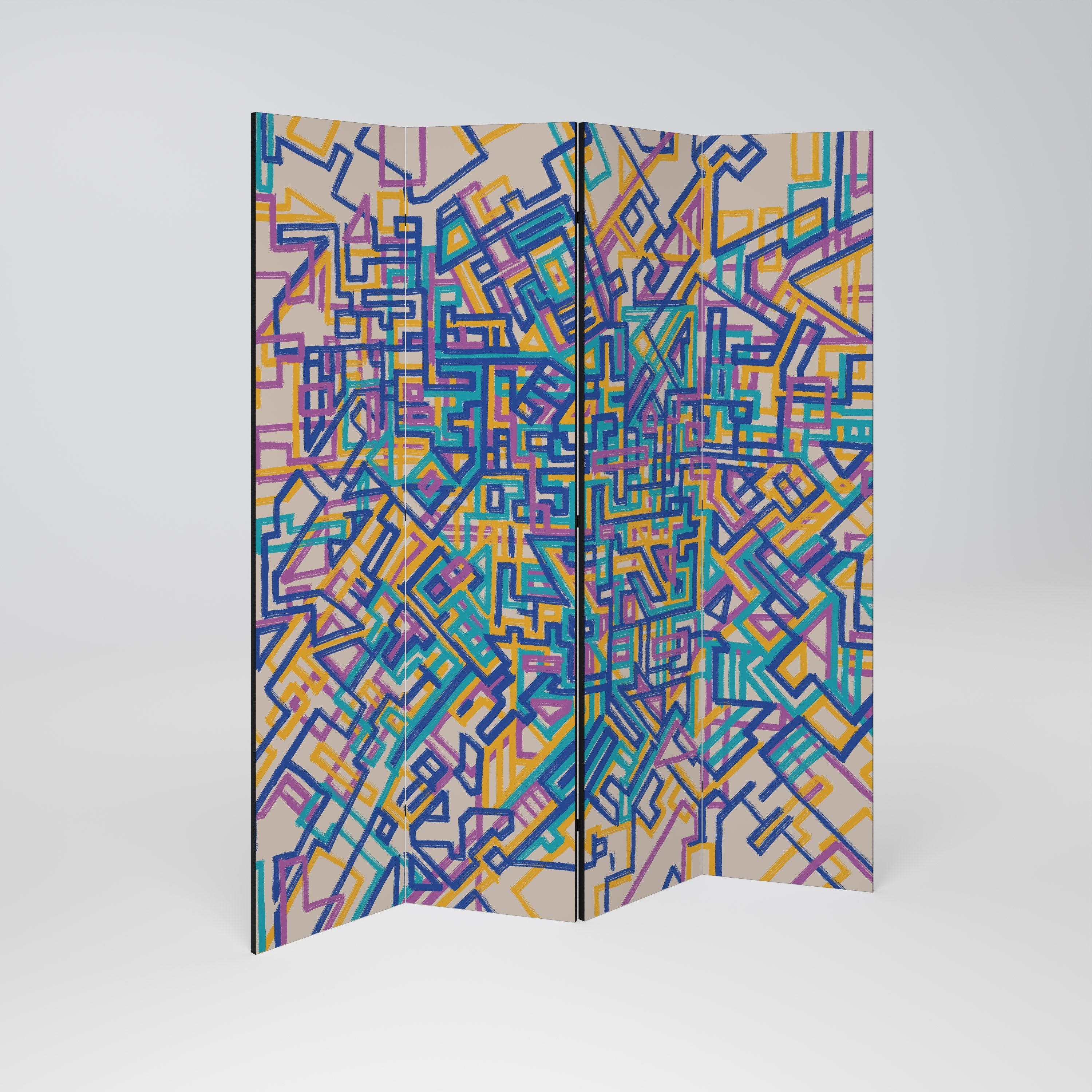 Dekorativer 4-teiliger Raumteiler „MEMORIES MAP“