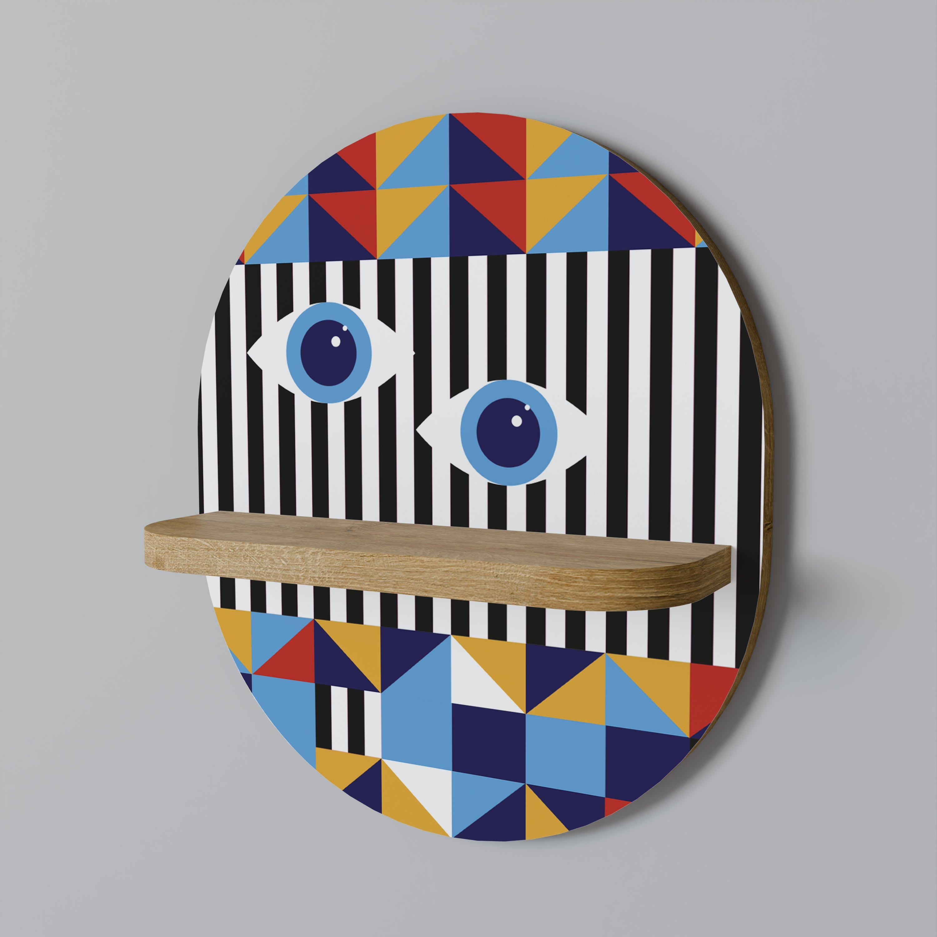 ABSTRACTION AND GEOMETRY Oval Art Shelf In Oak Effect