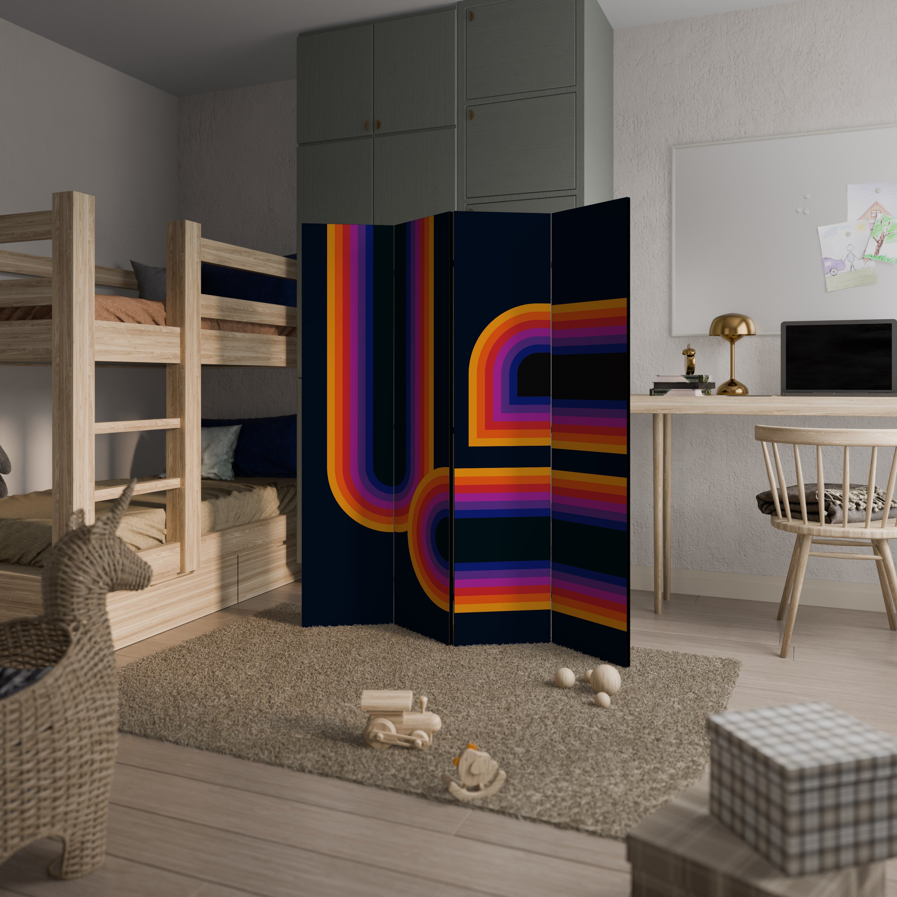 BLINDED BY THE LIGHTS Dekorativer 4-teiliger Raumteiler