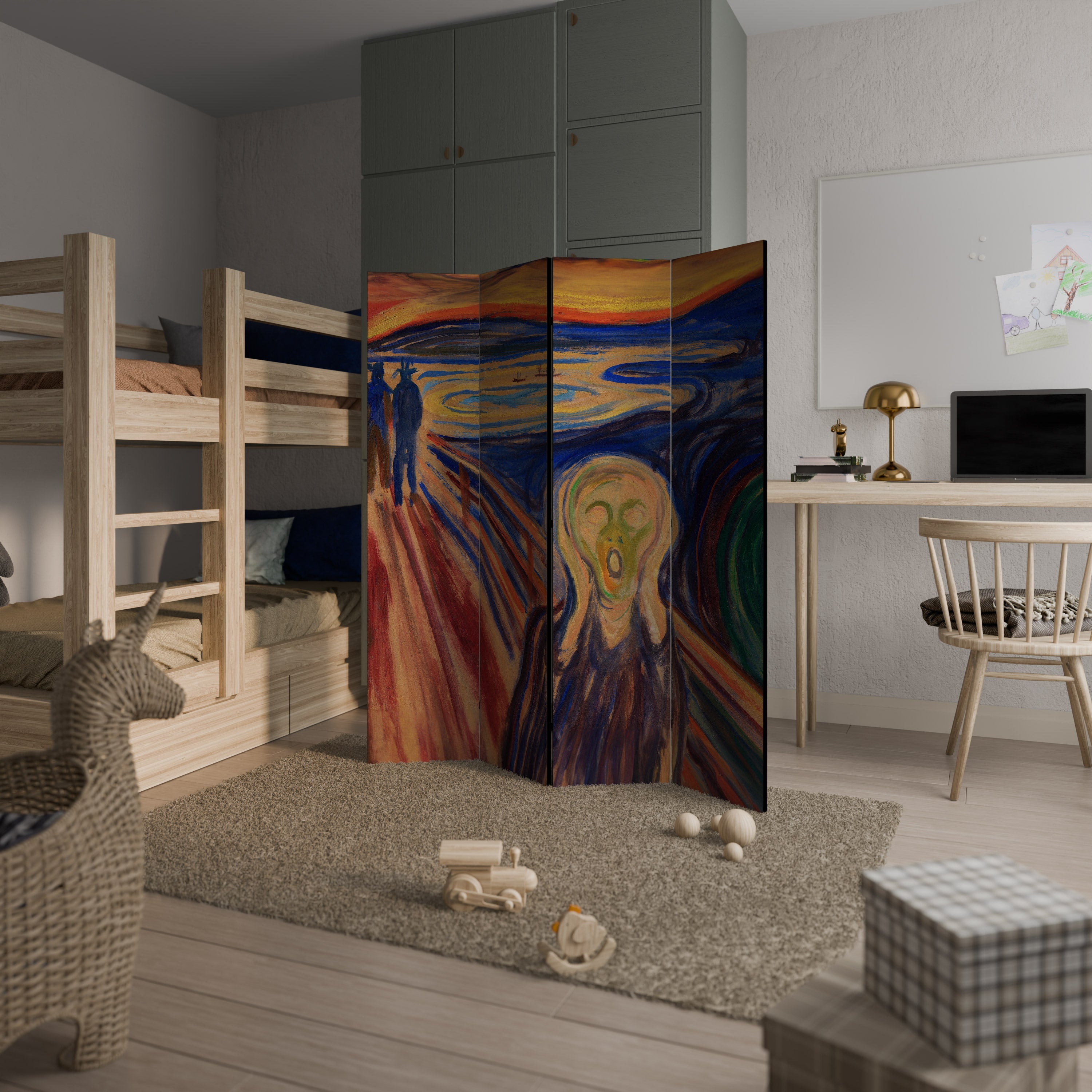 THE SCREAM Dekorativer 4-teiliger Raumteiler