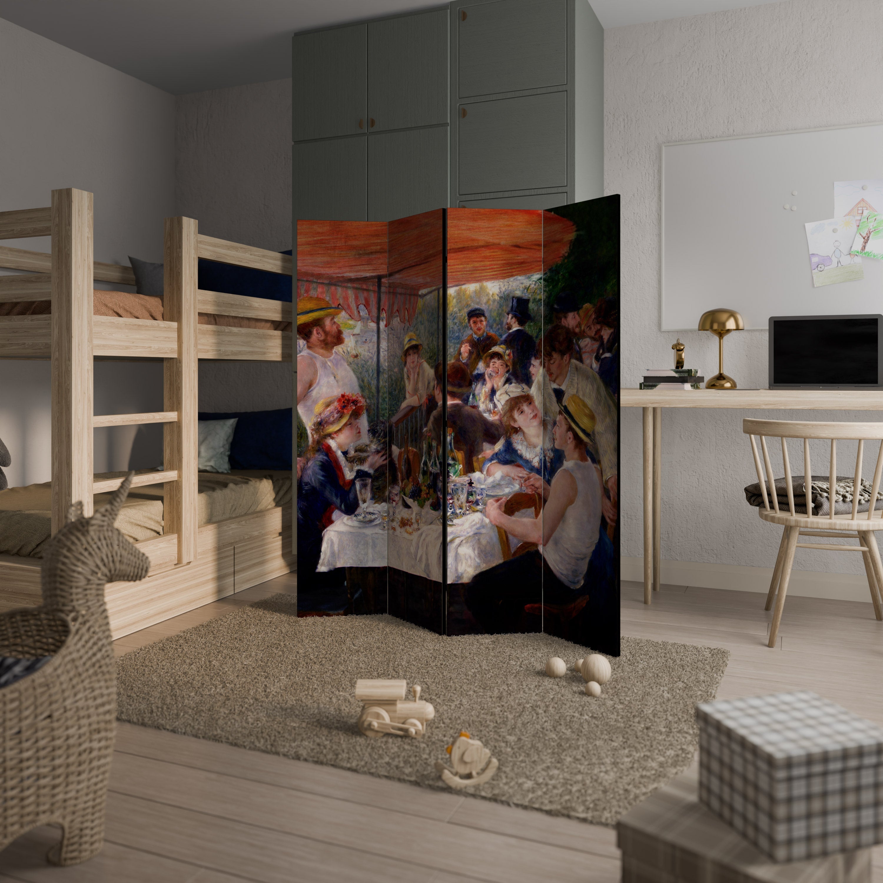 LUNCHEON OF THE BOATING PARTY Dekorativer 4-teiliger Raumteiler