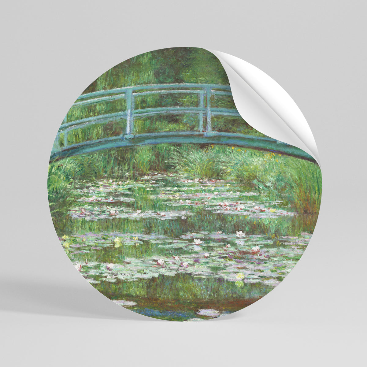 JAPANESE FOOTBRIDGE Peel and Stick Round Sticker