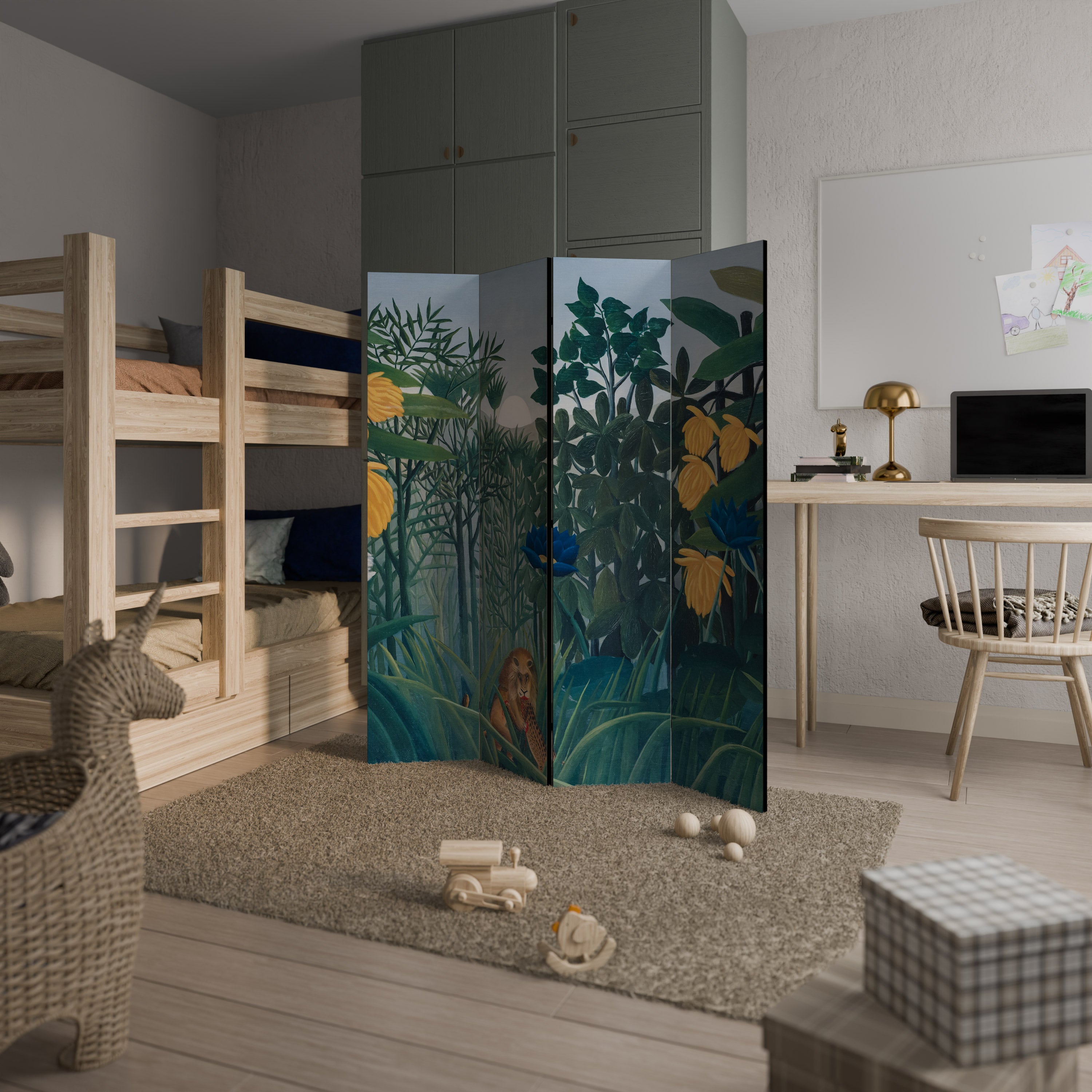 Dekorativer 4-teiliger Raumteiler THE REPAST OF THE LION