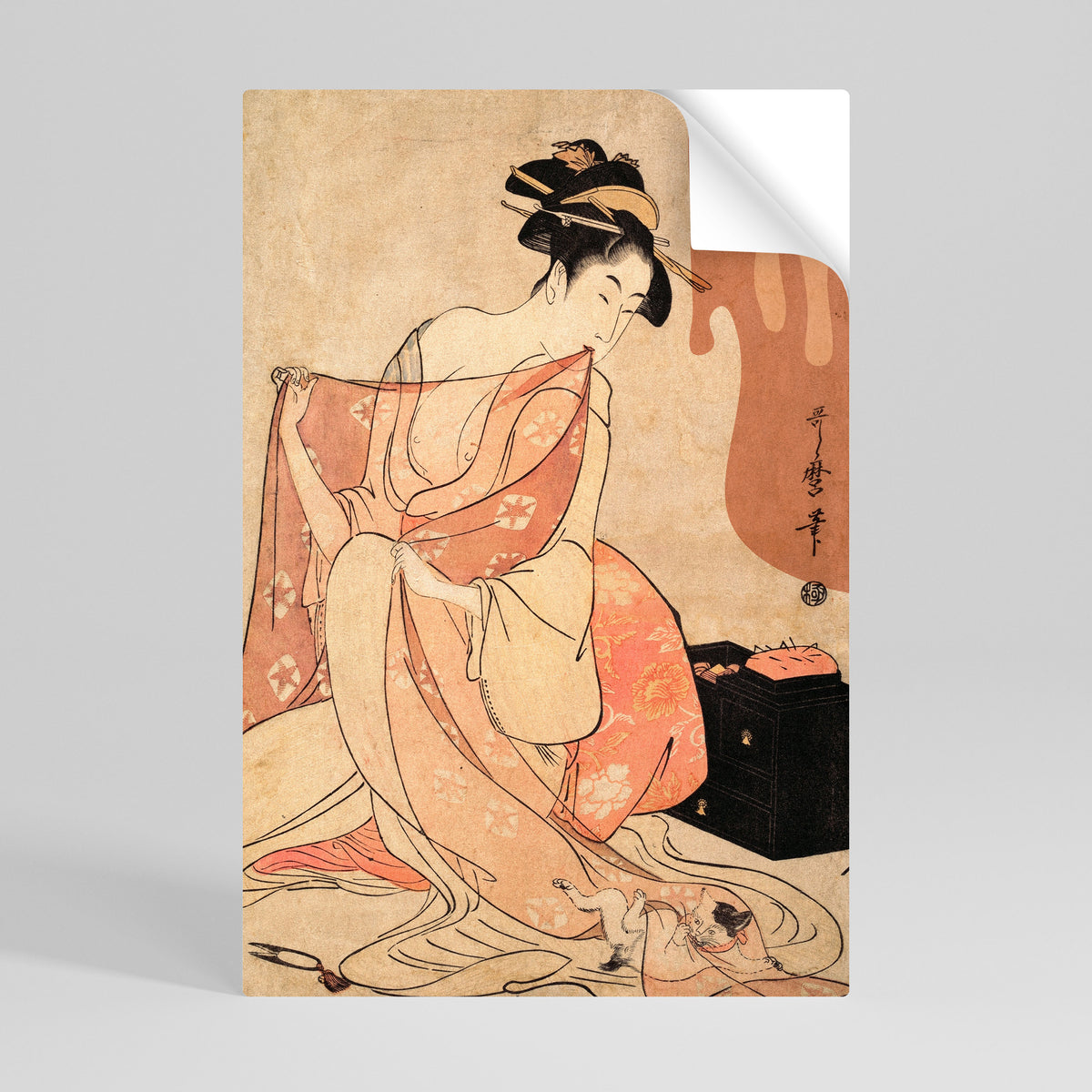 WOMAN, CAT AND EXTRA BROWN Selbstklebendes Poster - Hochformat