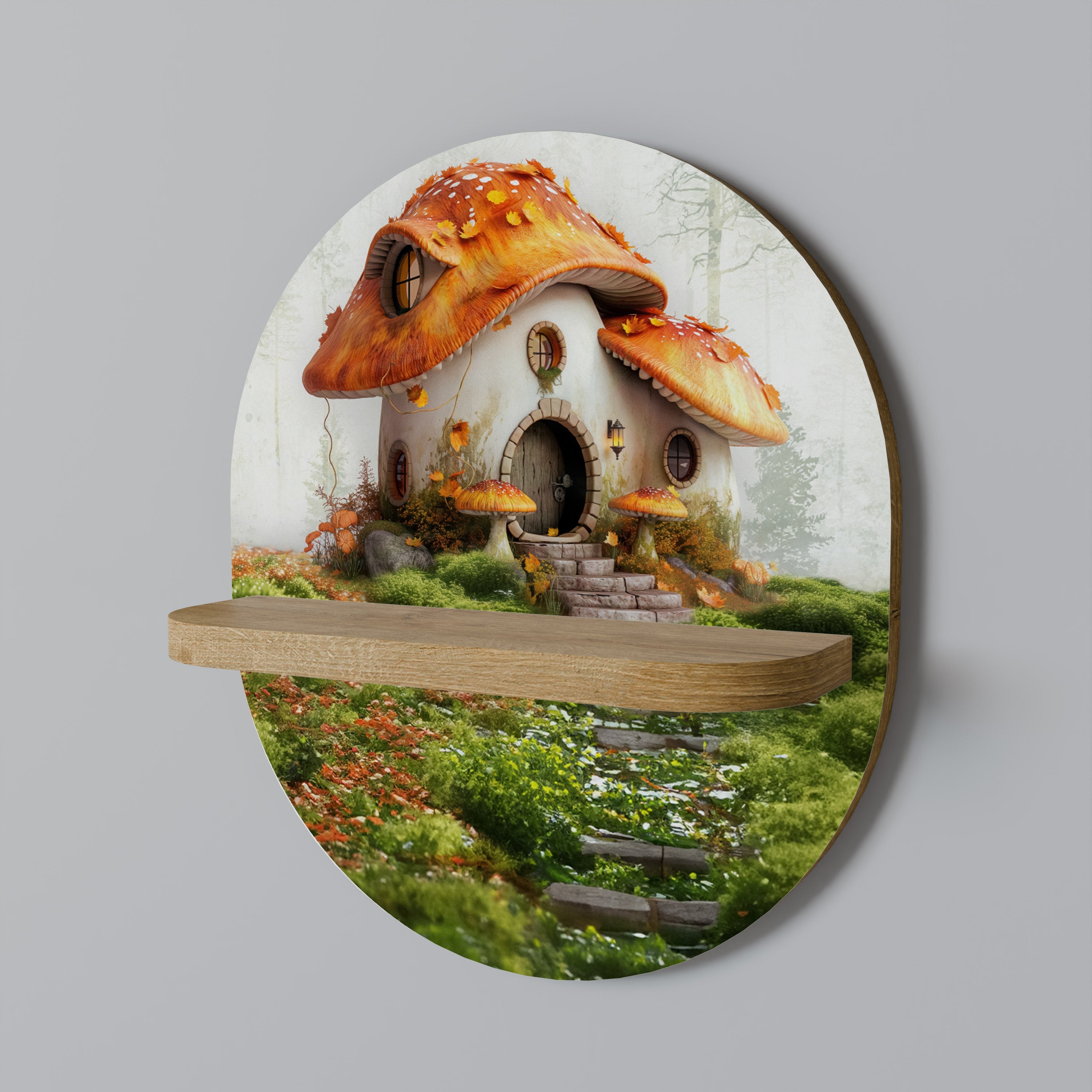 MYSTIC TOADSTOOL Ovales Kunstregal in Eichenoptik