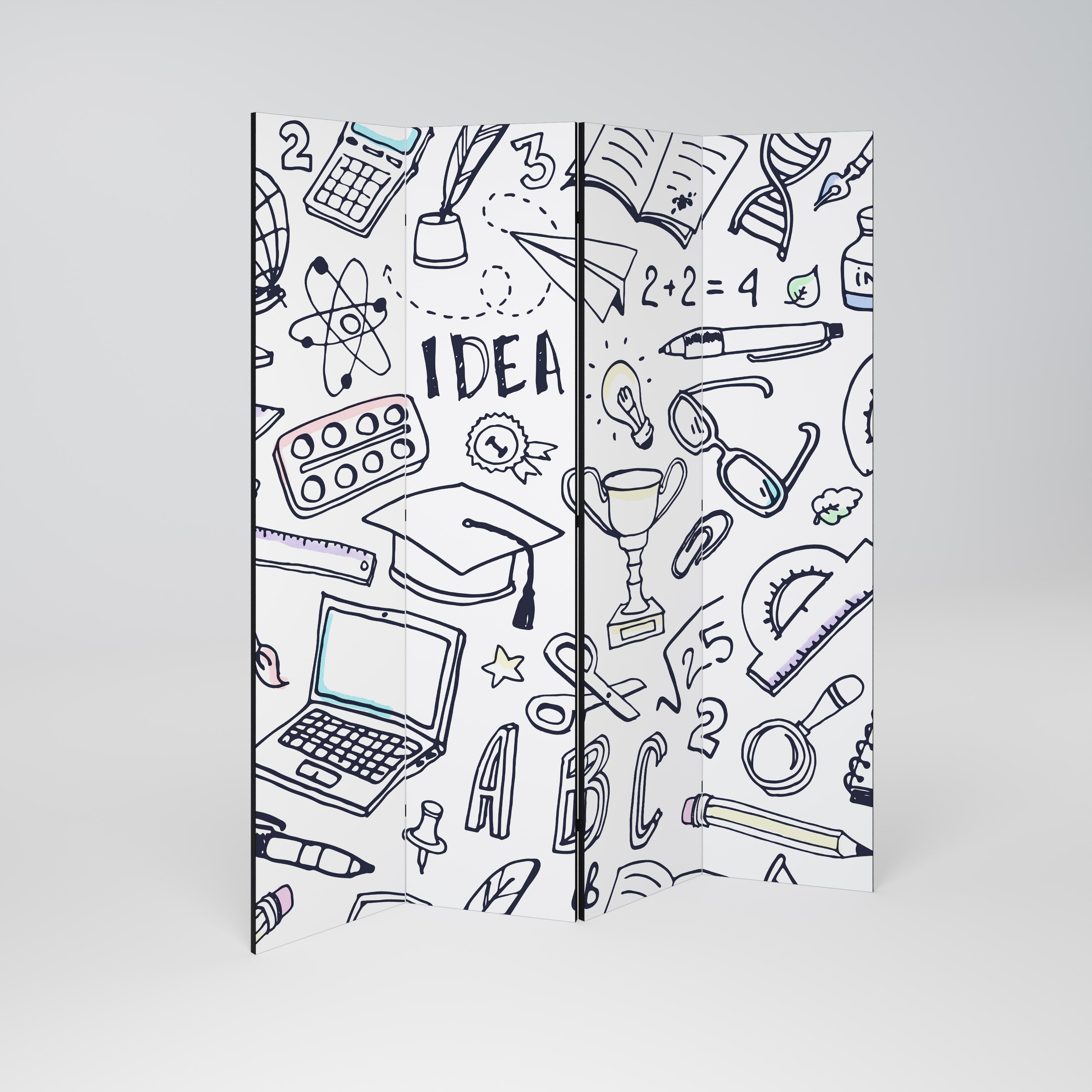 SCHOOL STUFF Dekorativer 4-teiliger Raumteiler