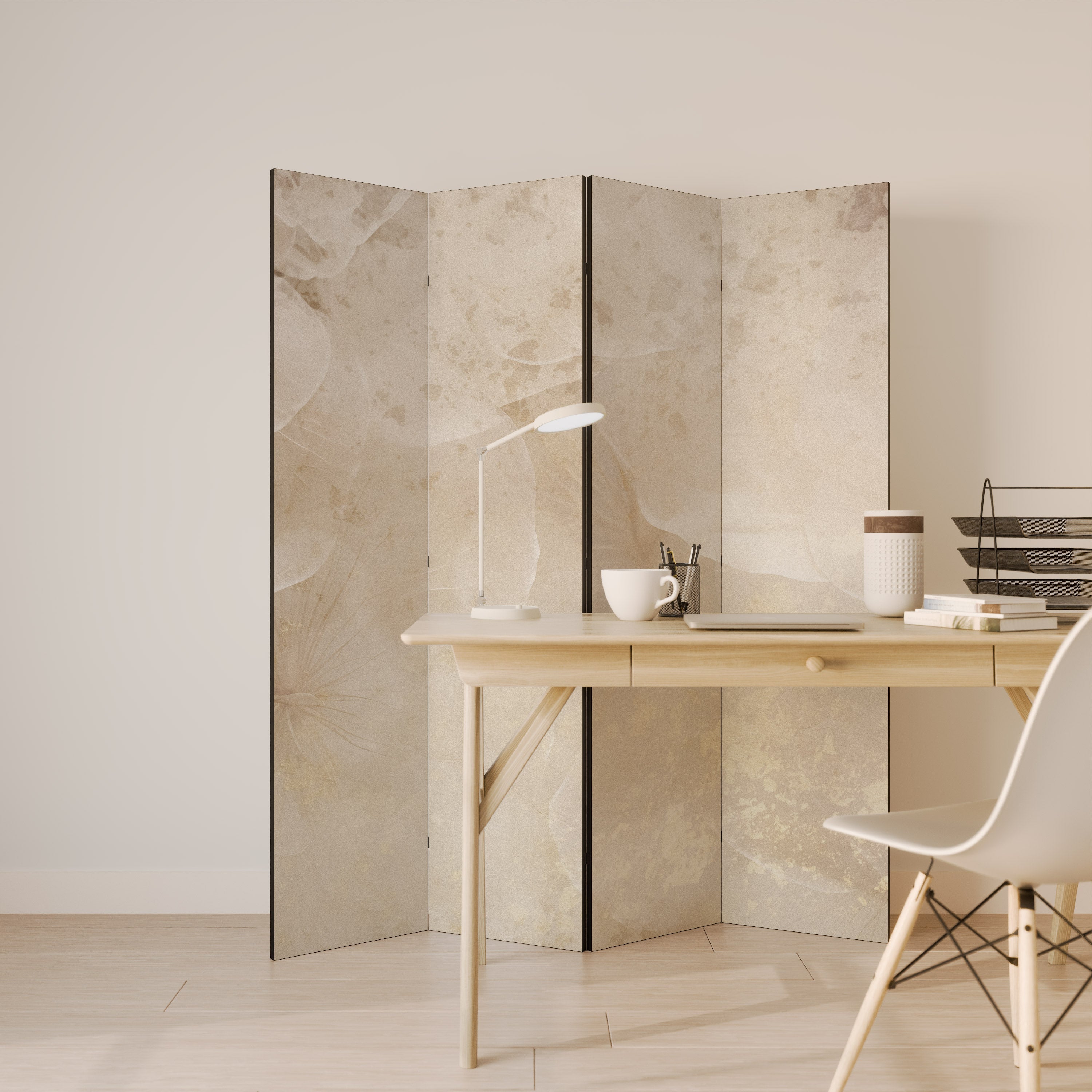 WHISPERING PETALS Dekorativer 4-teiliger Raumteiler